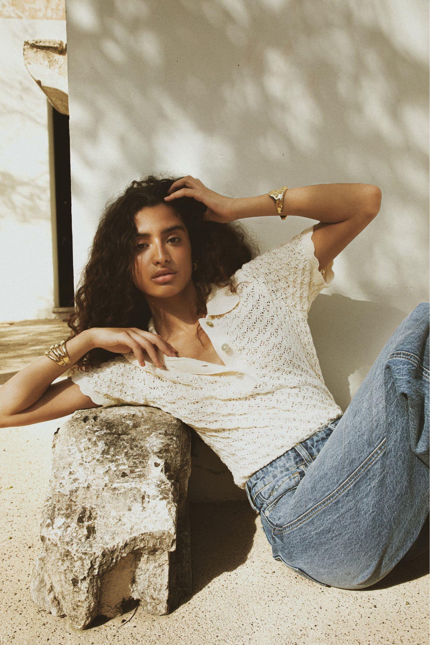 Gwen Knit Tee - Cream - Image 6