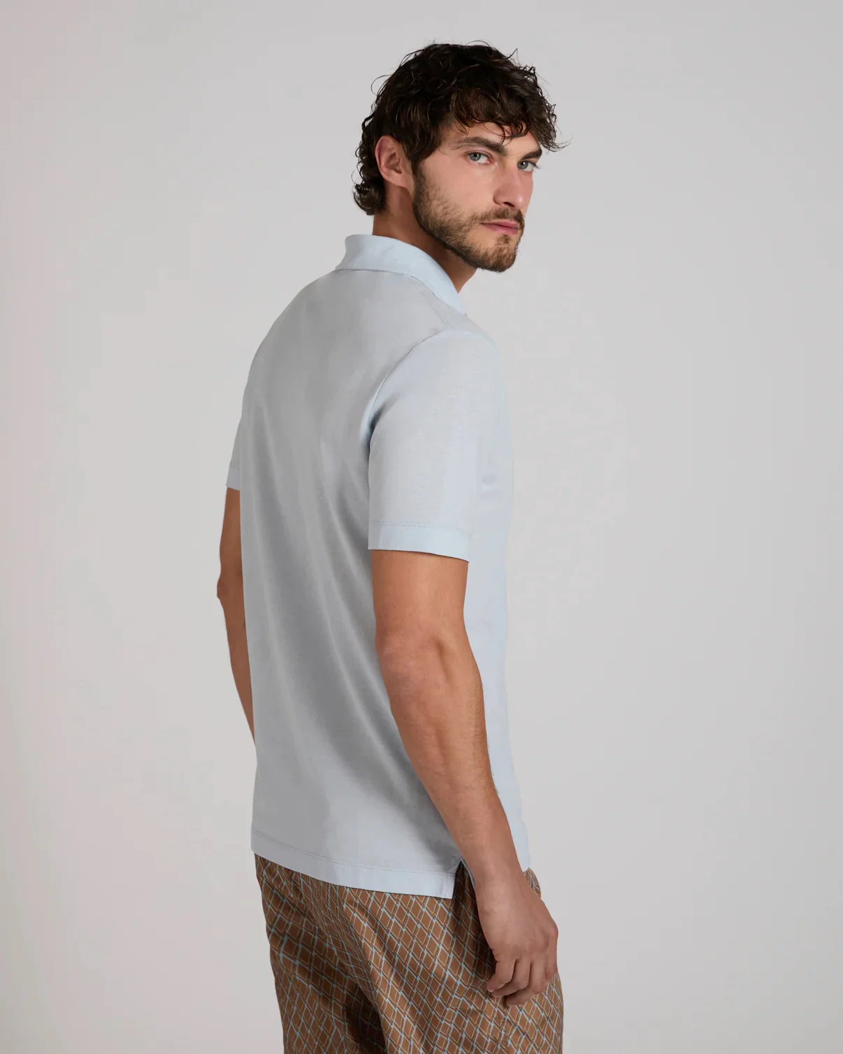 Ice Cotton Short Sleeve Polo Shirt Azzurro Polvere - Image 3