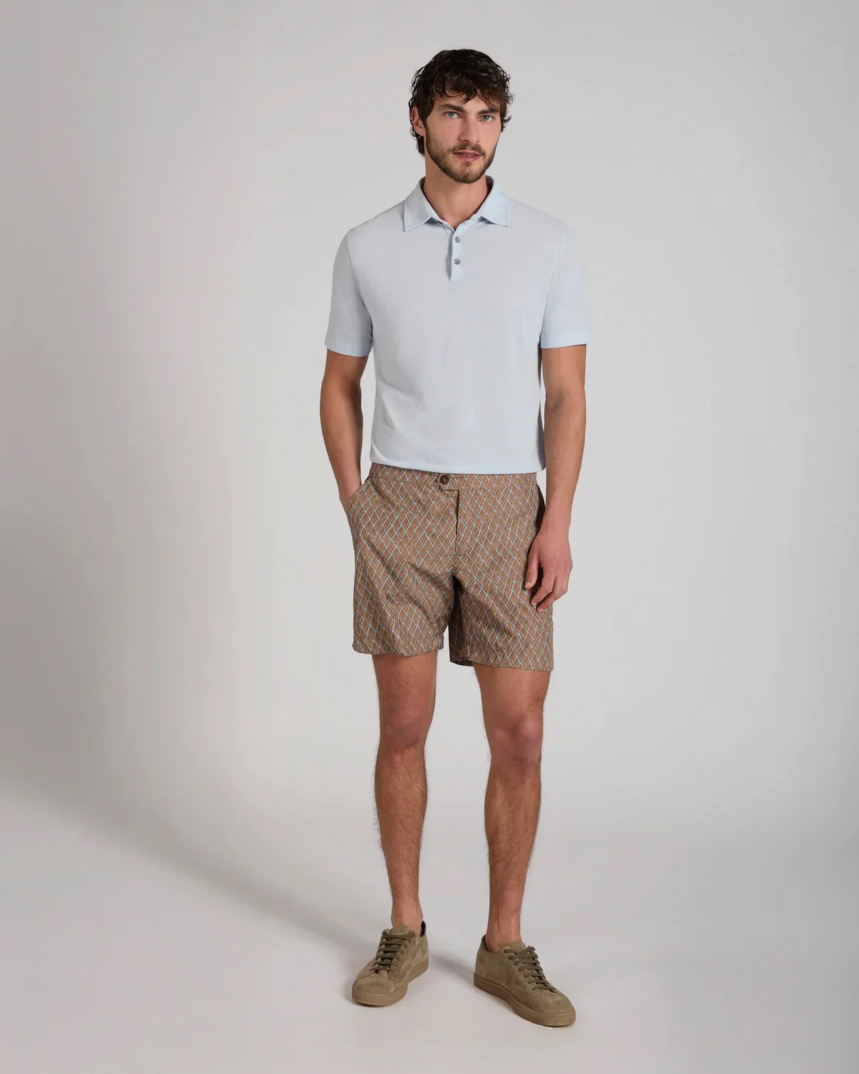 Ice Cotton Short Sleeve Polo Shirt Azzurro Polvere - Image 4