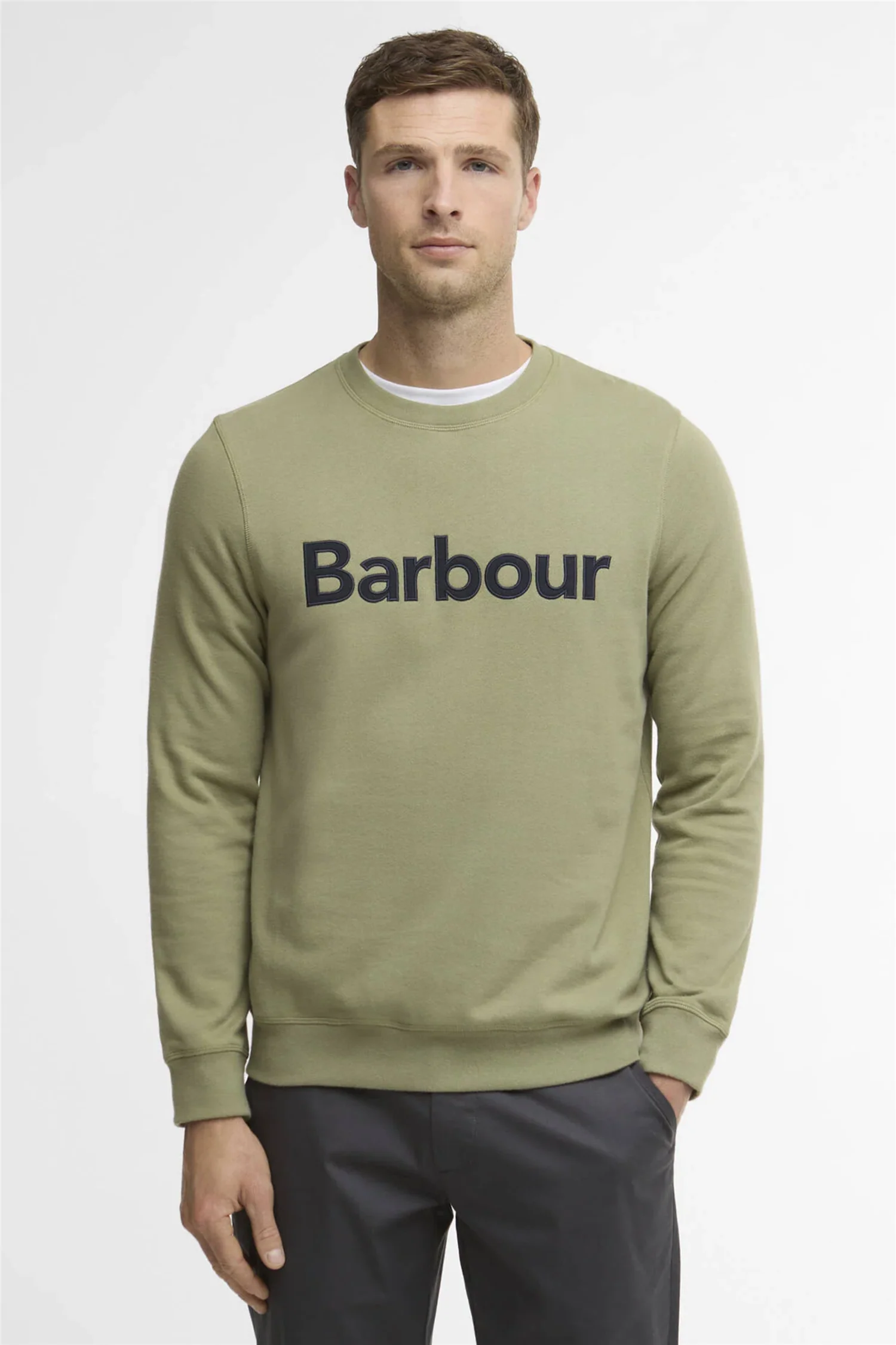 Pique Applique Crew Sweatshirt Laurel Green - Image 2