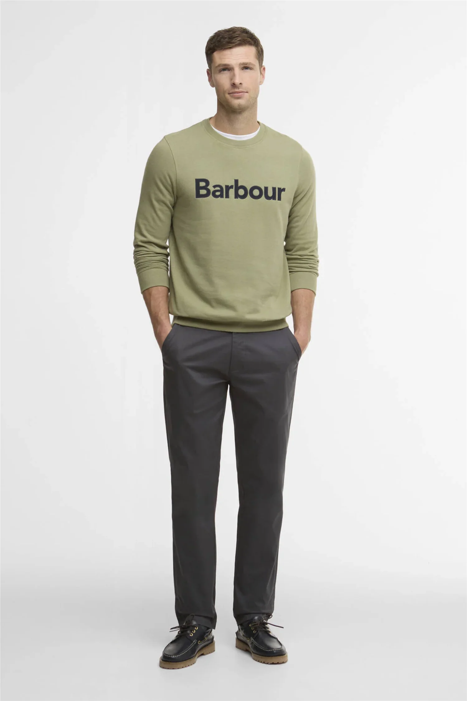 Pique Applique Crew Sweatshirt Laurel Green - Image 3
