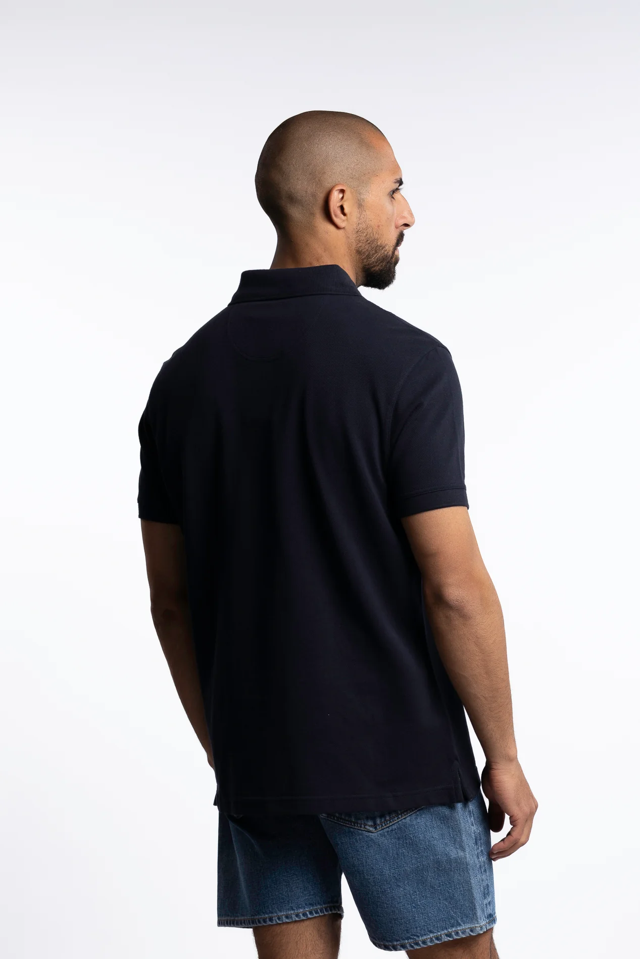 Tartan Pique Polo Shirt Navy - Image 4