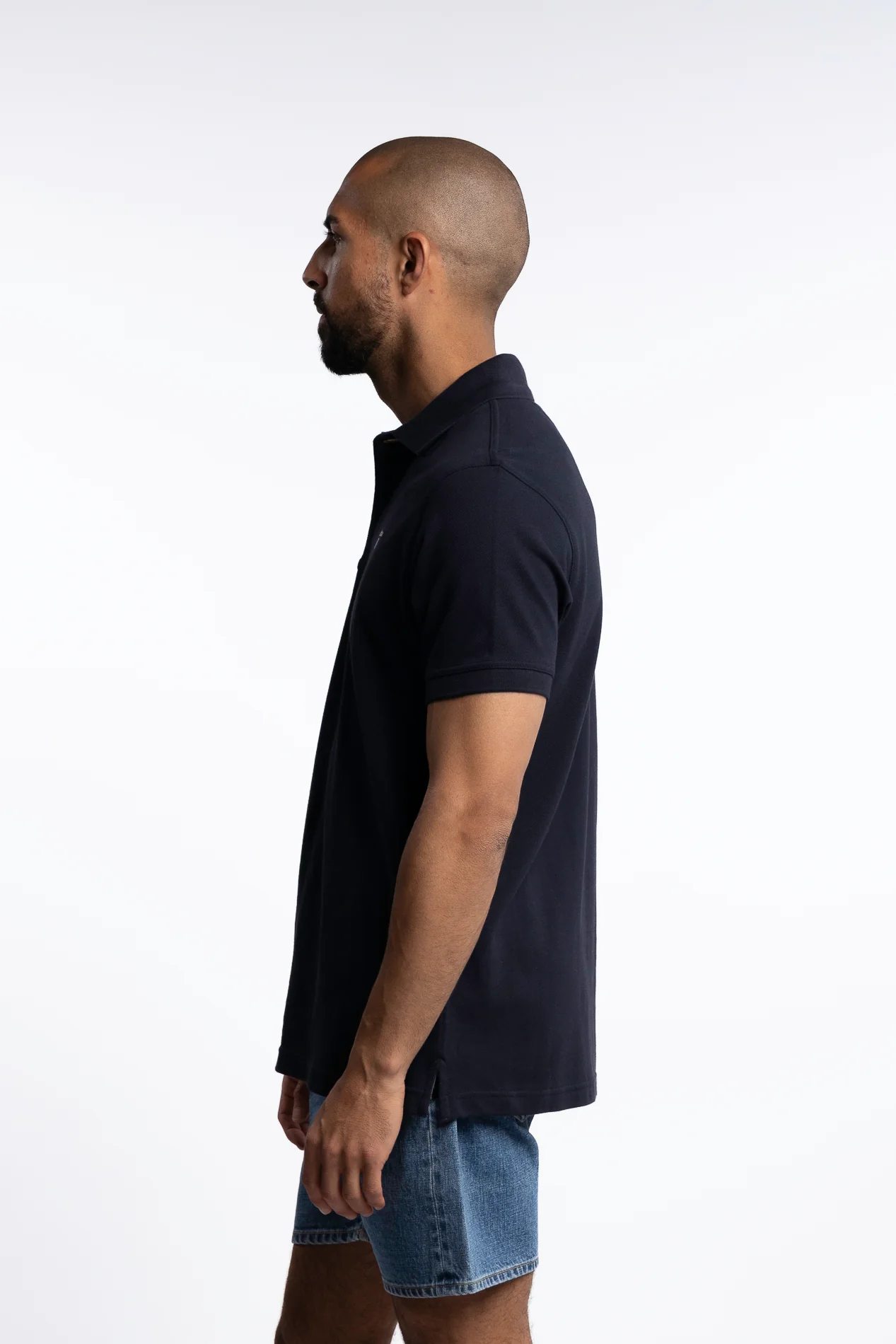 Tartan Pique Polo Shirt Navy - Image 5