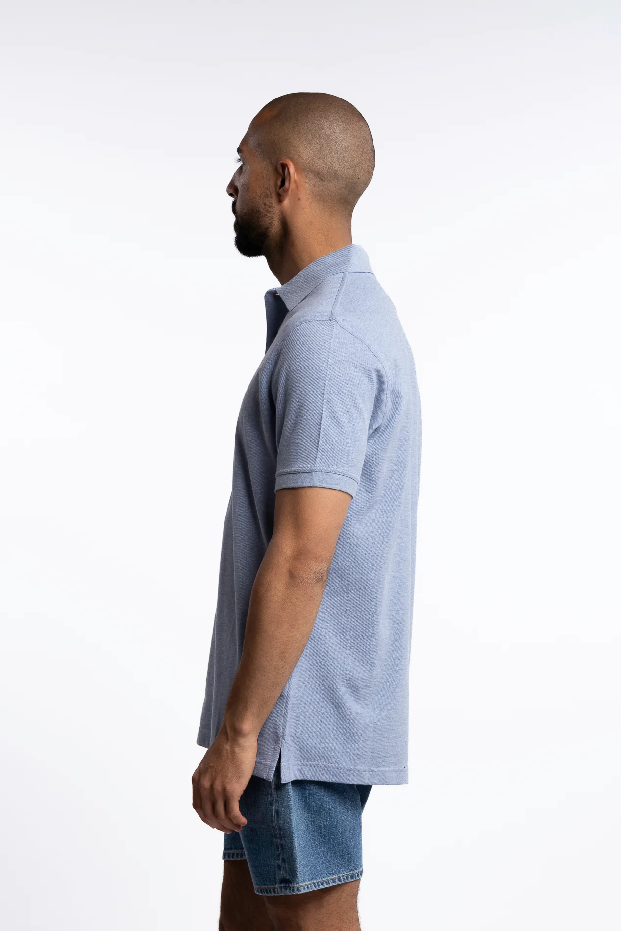 Tartan Pique Polo Shirt Sky Marl/Dress - Image 5