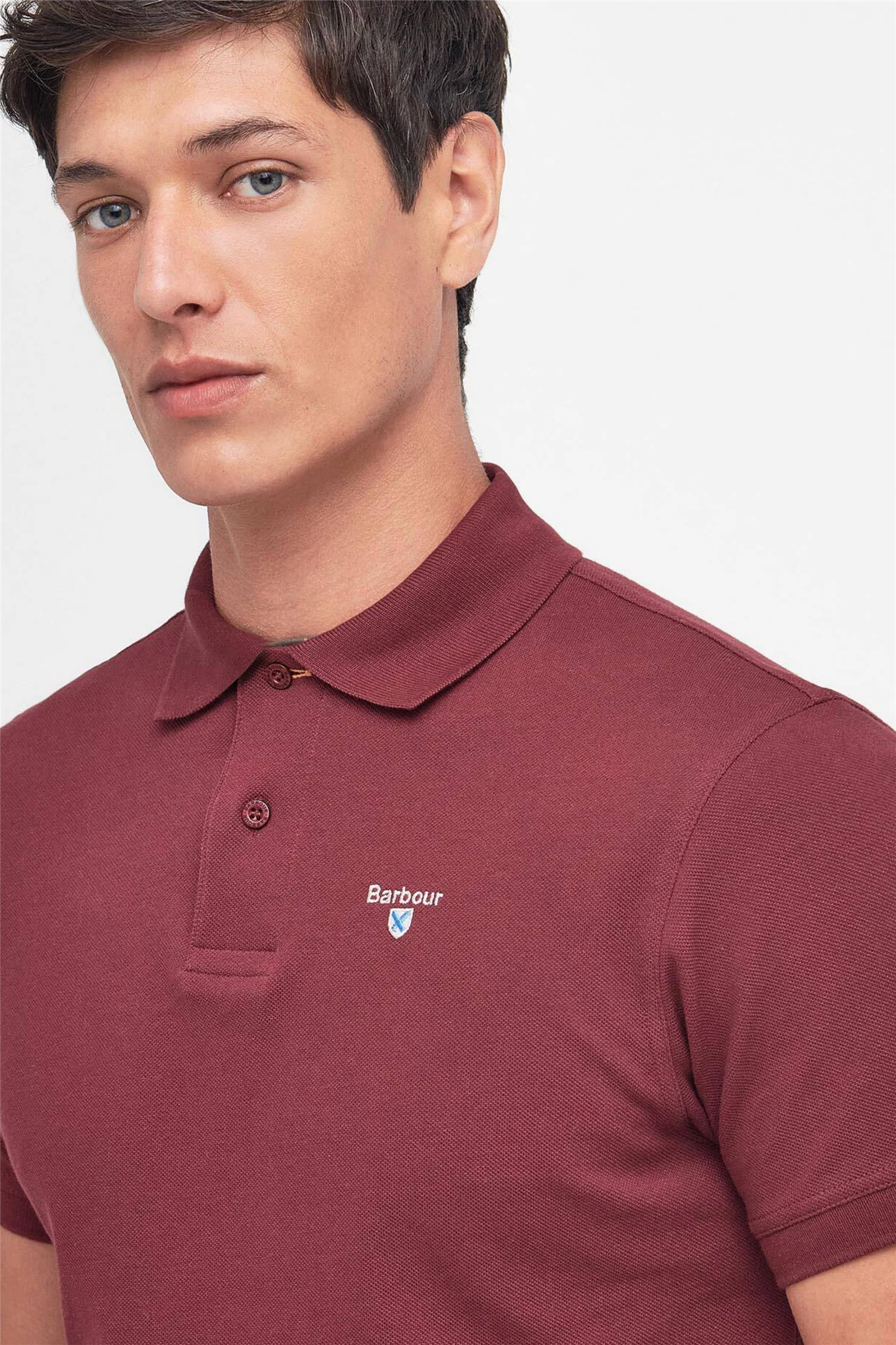 Tartan Pique Polo Shirt Ruby - Image 5