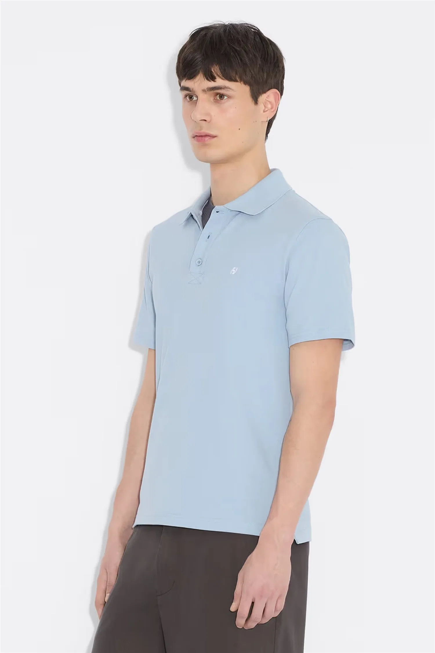 Slim-Fit Pique Polo Shirt Lt. Blue - Image 2