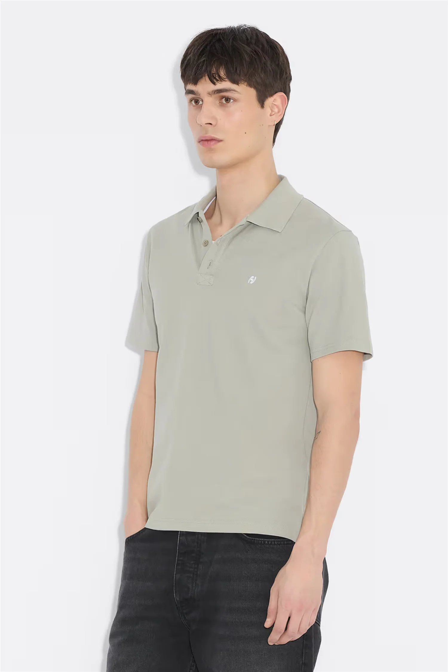 Slim-Fit Pique Polo Shirt Teal - Image 2