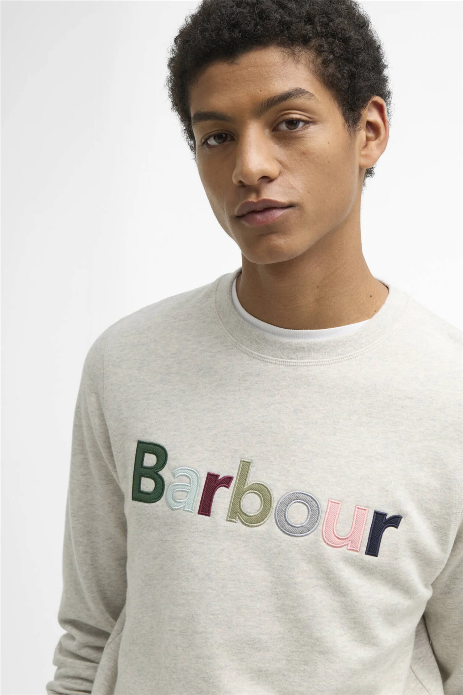 Pique Applique Crew Sweatshirt Ecru Marl - Image 5