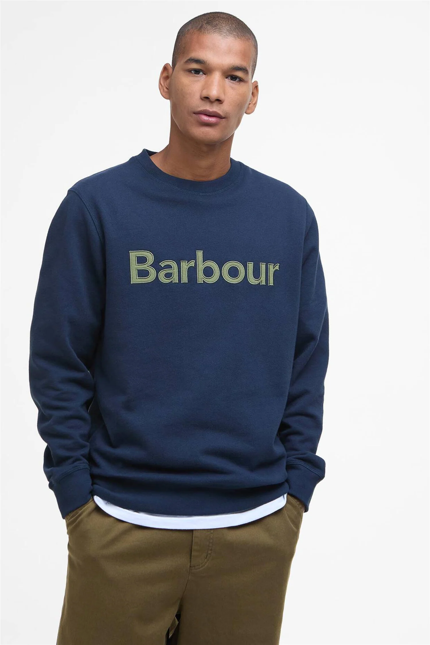Pique Applique Crew Sweatshirt Navy - Image 2