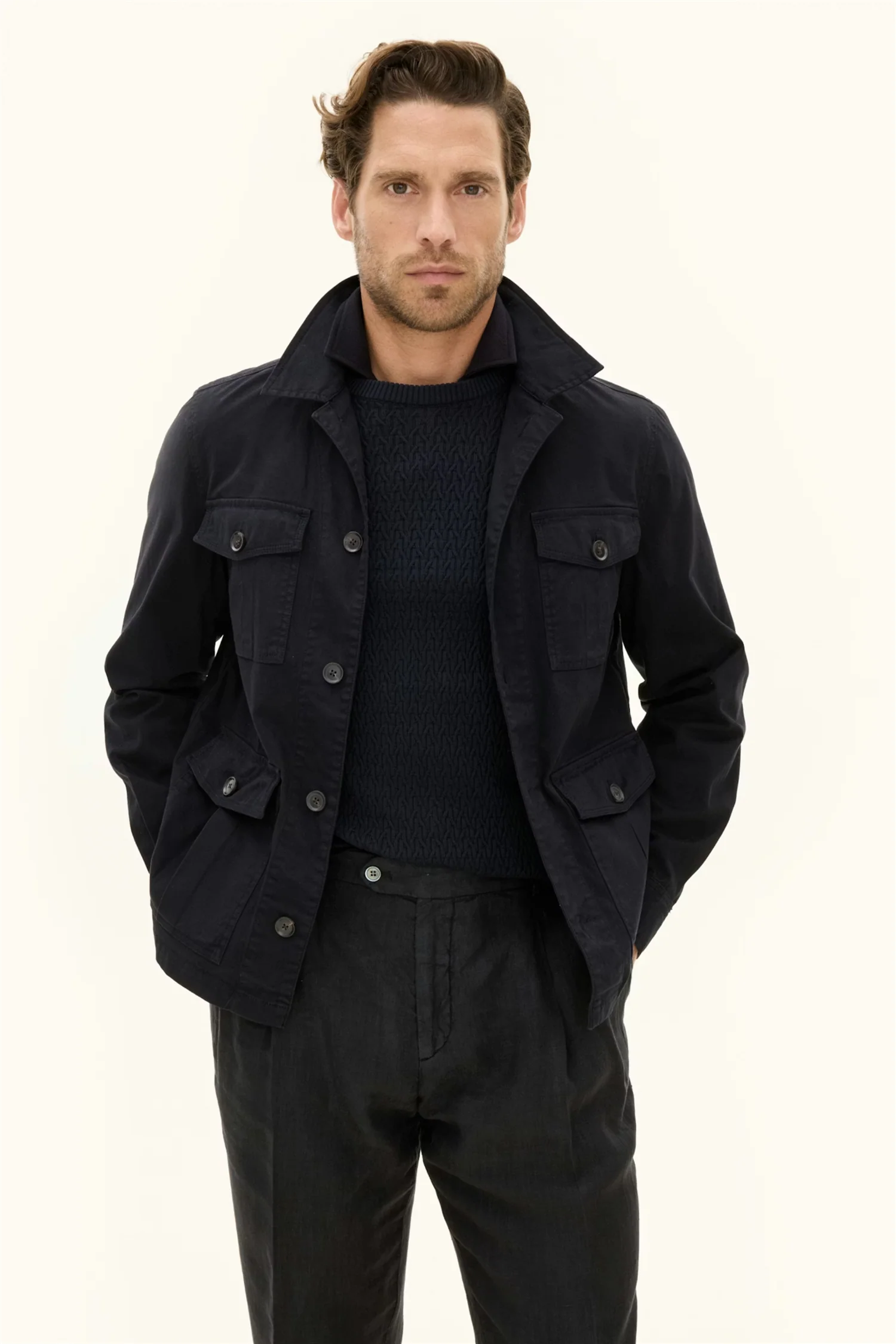 Safari Shirt Jacket Navy - Image 2