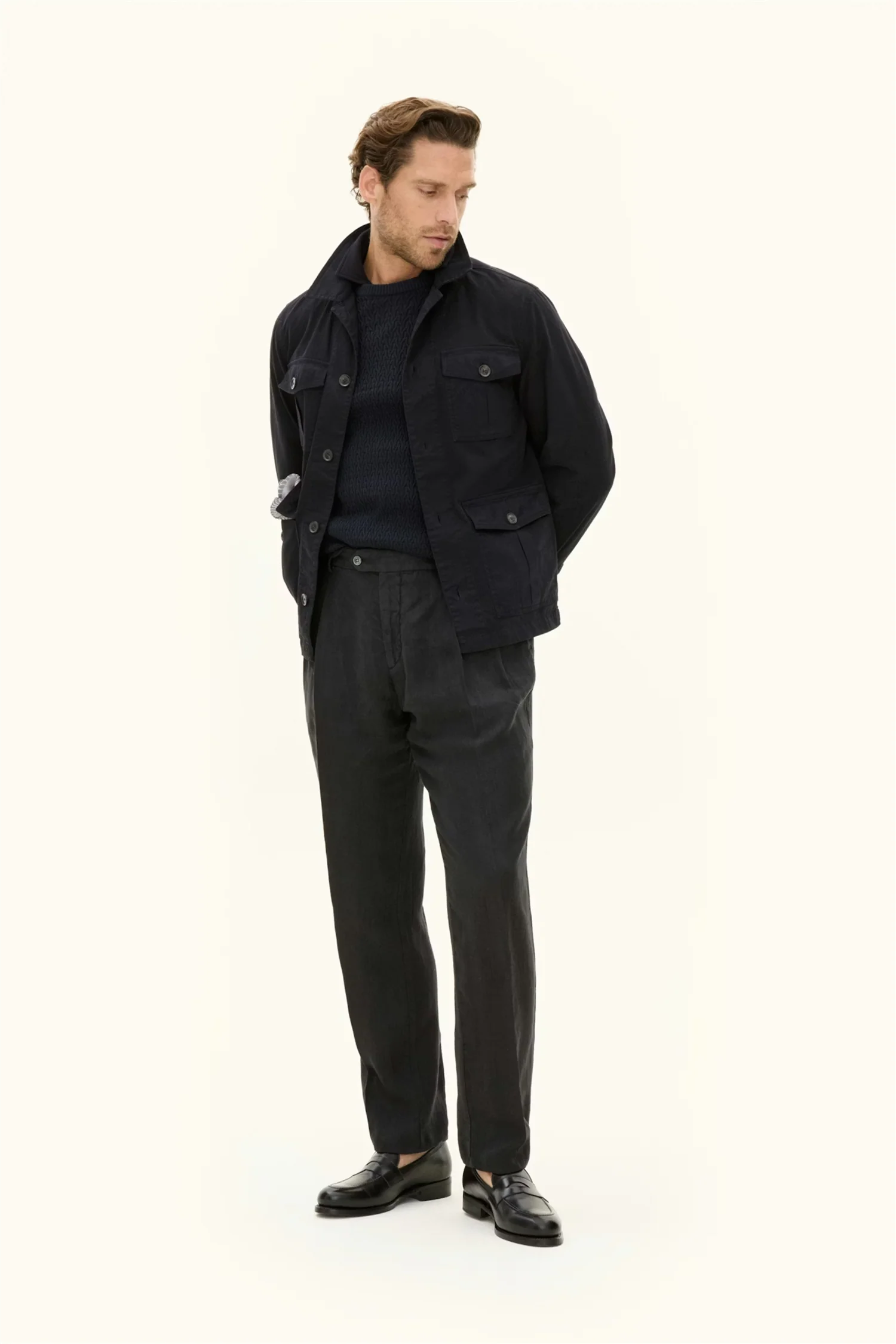 Safari Shirt Jacket Navy - Image 4