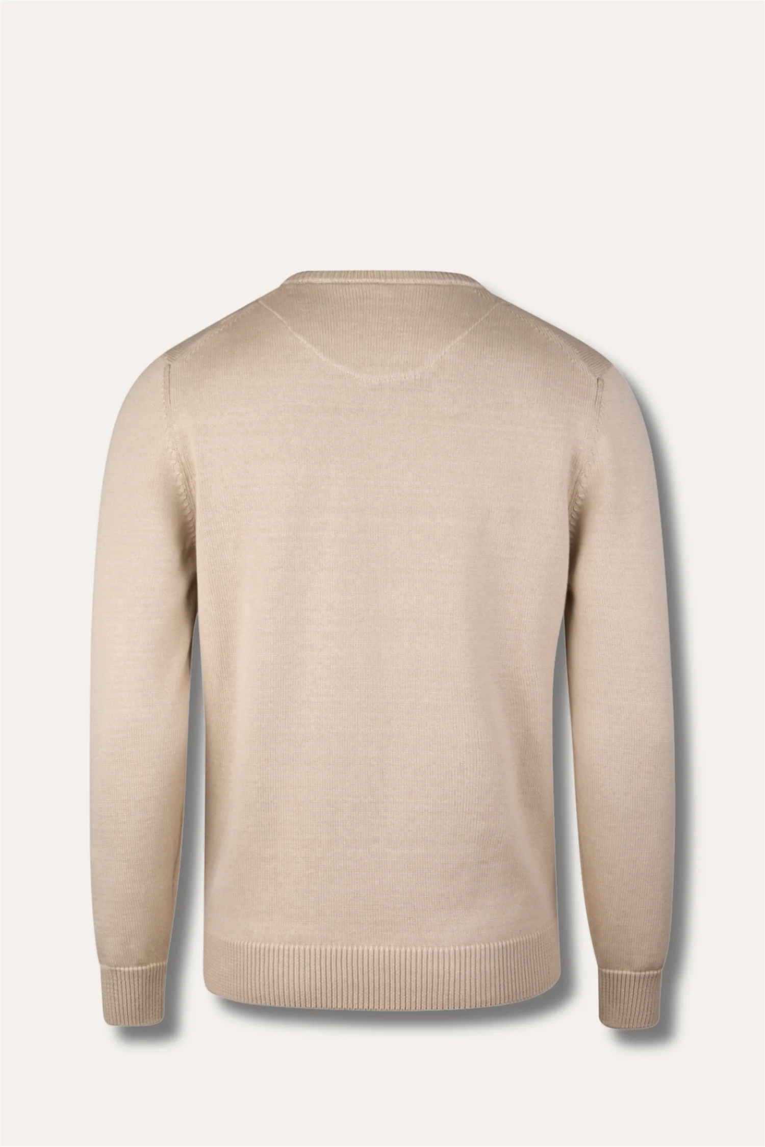 Sweater Knitted Crew Neck Organic Cotton Light Beige - Image 2