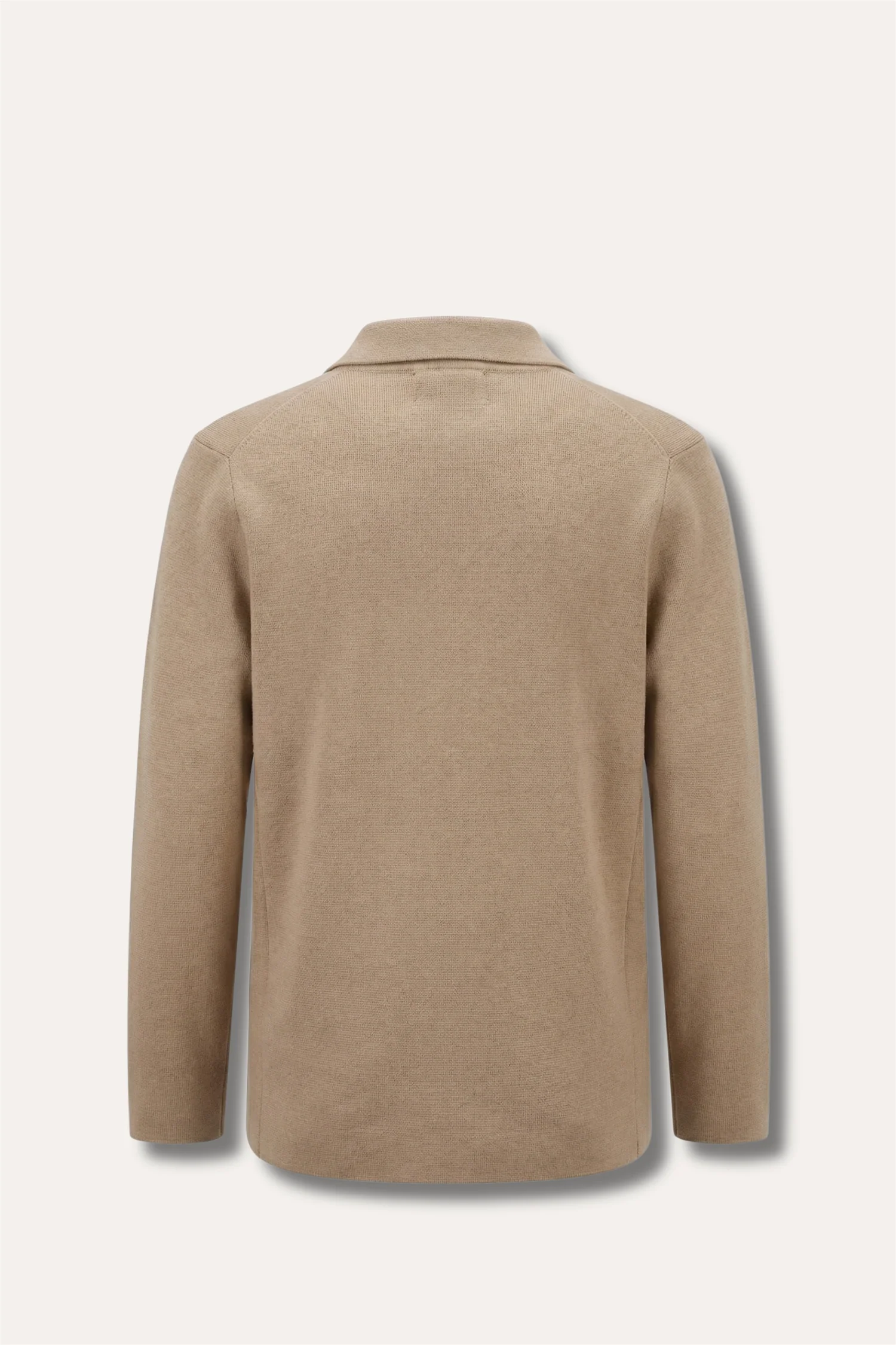 Single-Breasted Knit Jacket Beige - Image 2