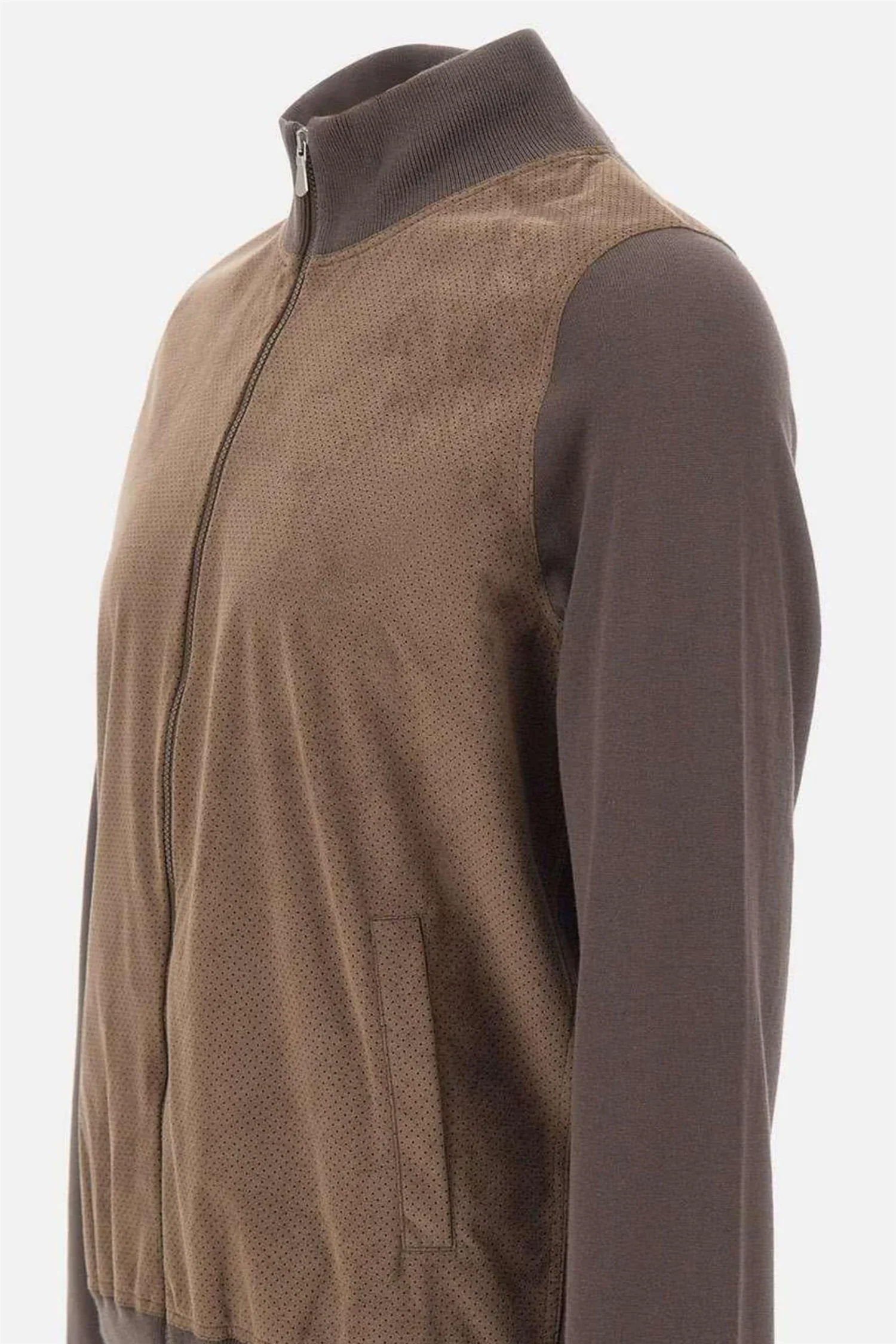 Organic Cotton and Alcantara Jacket Brown - Image 3