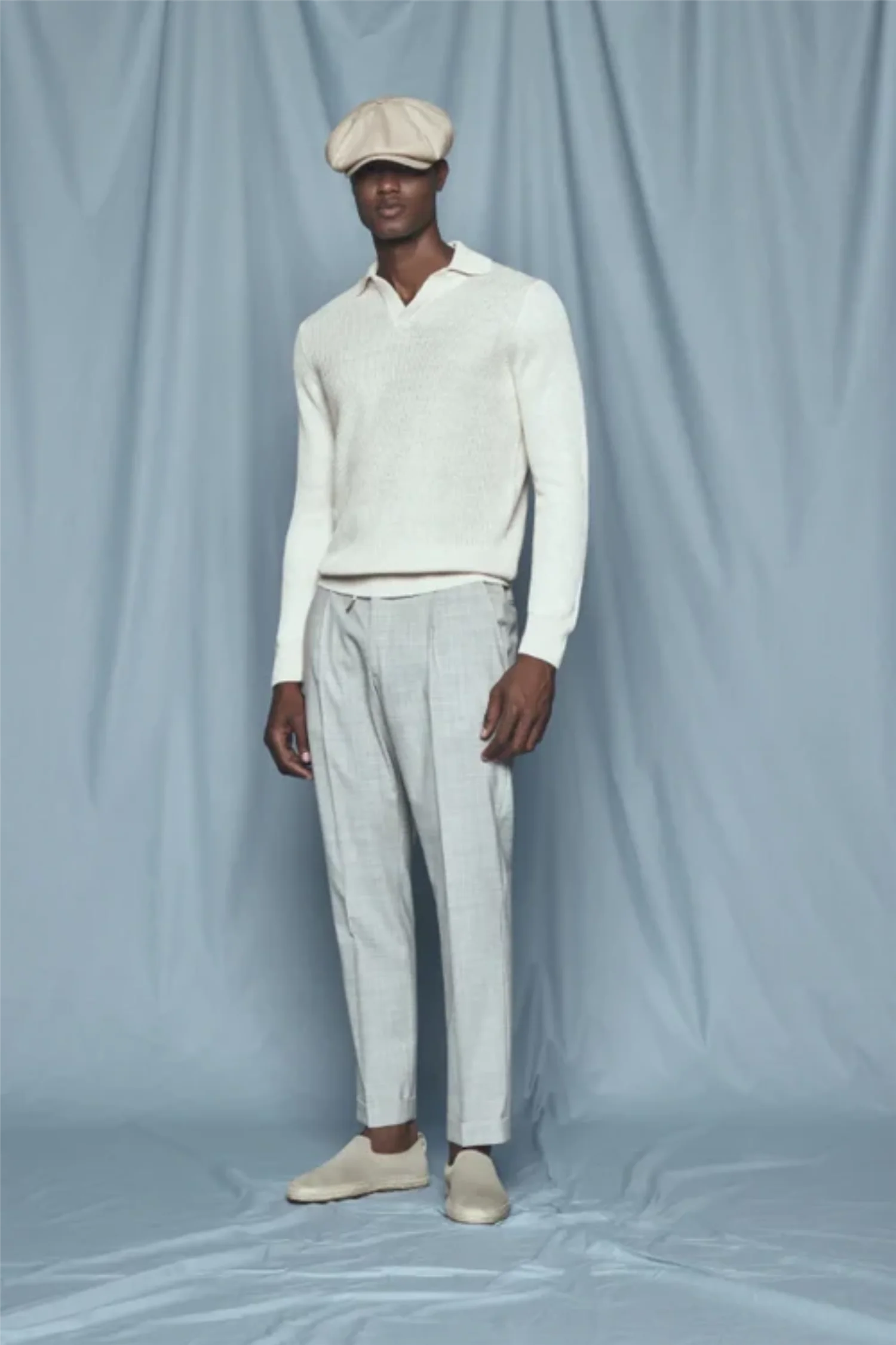 Fisherman´s Rib Knit Skipper Polo Beige - Image 2