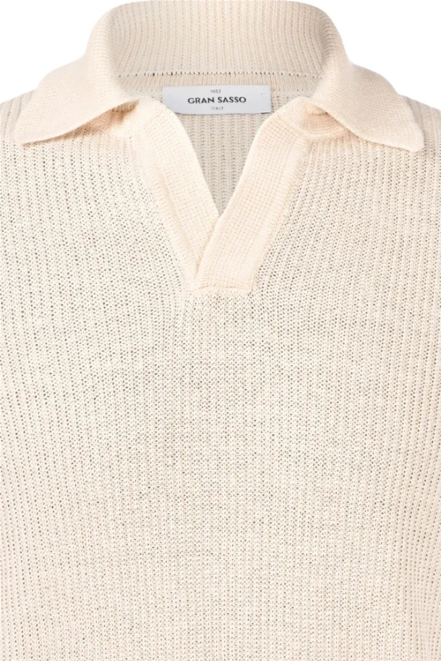 Fisherman´s Rib Knit Skipper Polo Beige - Image 4
