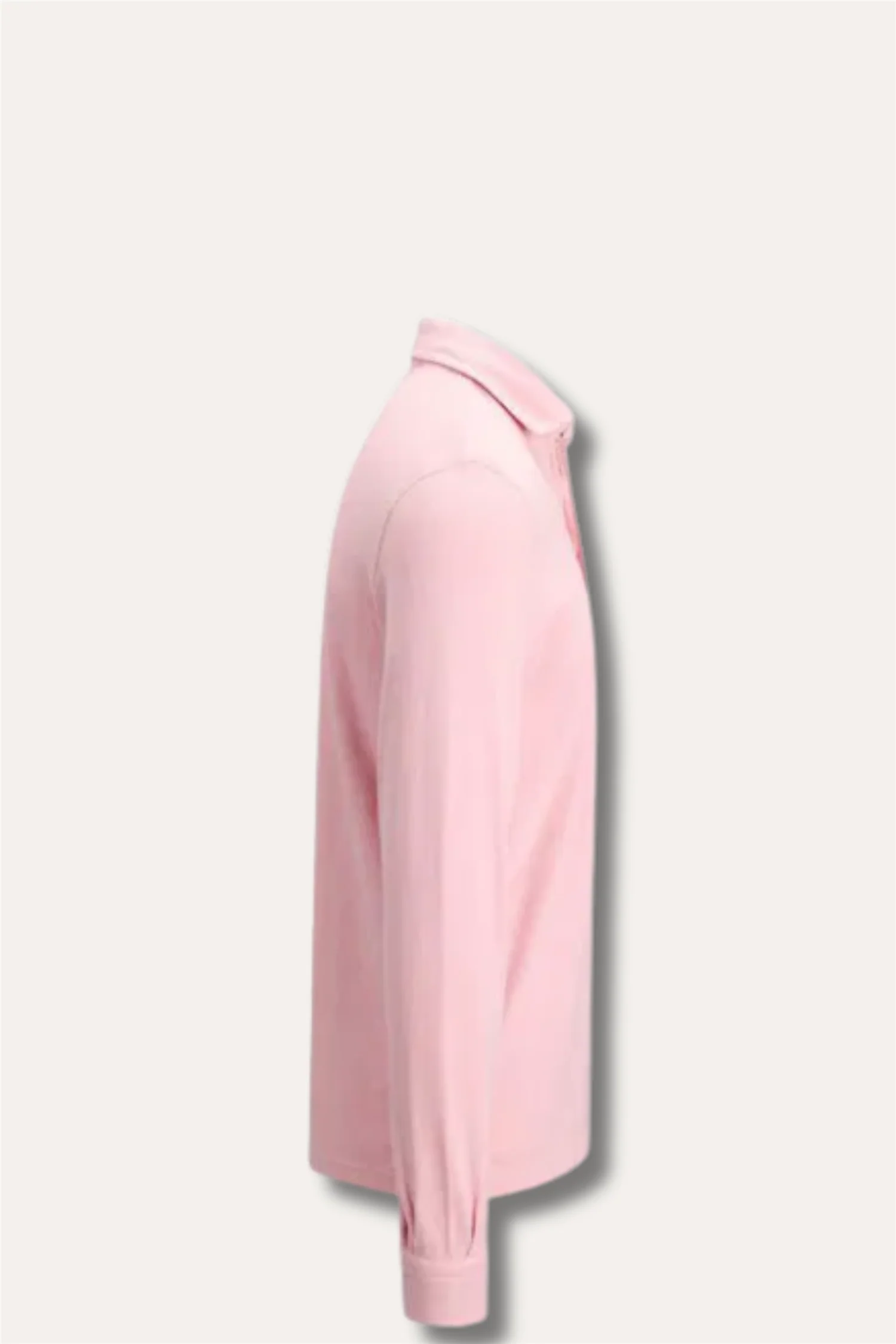 Long-Sleeved Vintage Pique Polo Dusty Pink - Image 3