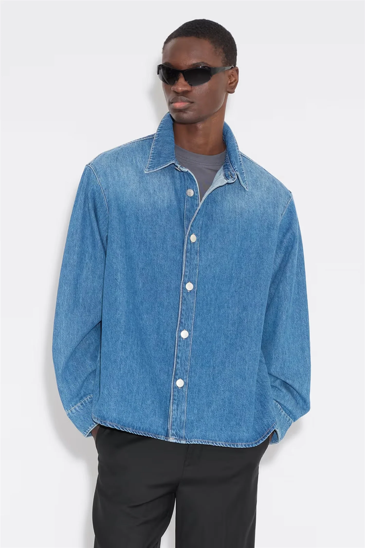 M Relaxed Denim Shirt Blue - Image 2