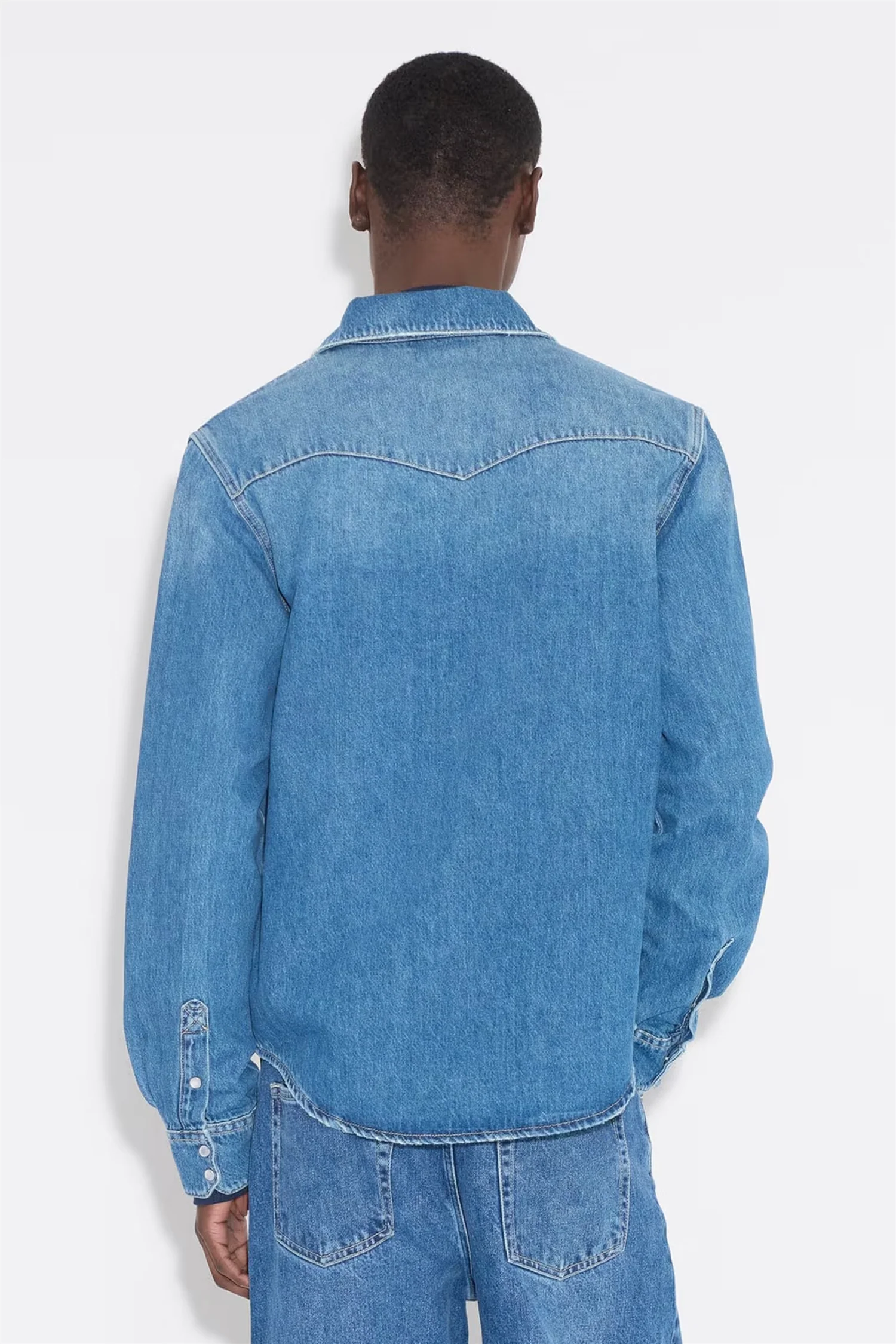M Slim Denim Shirt Blue - Image 3