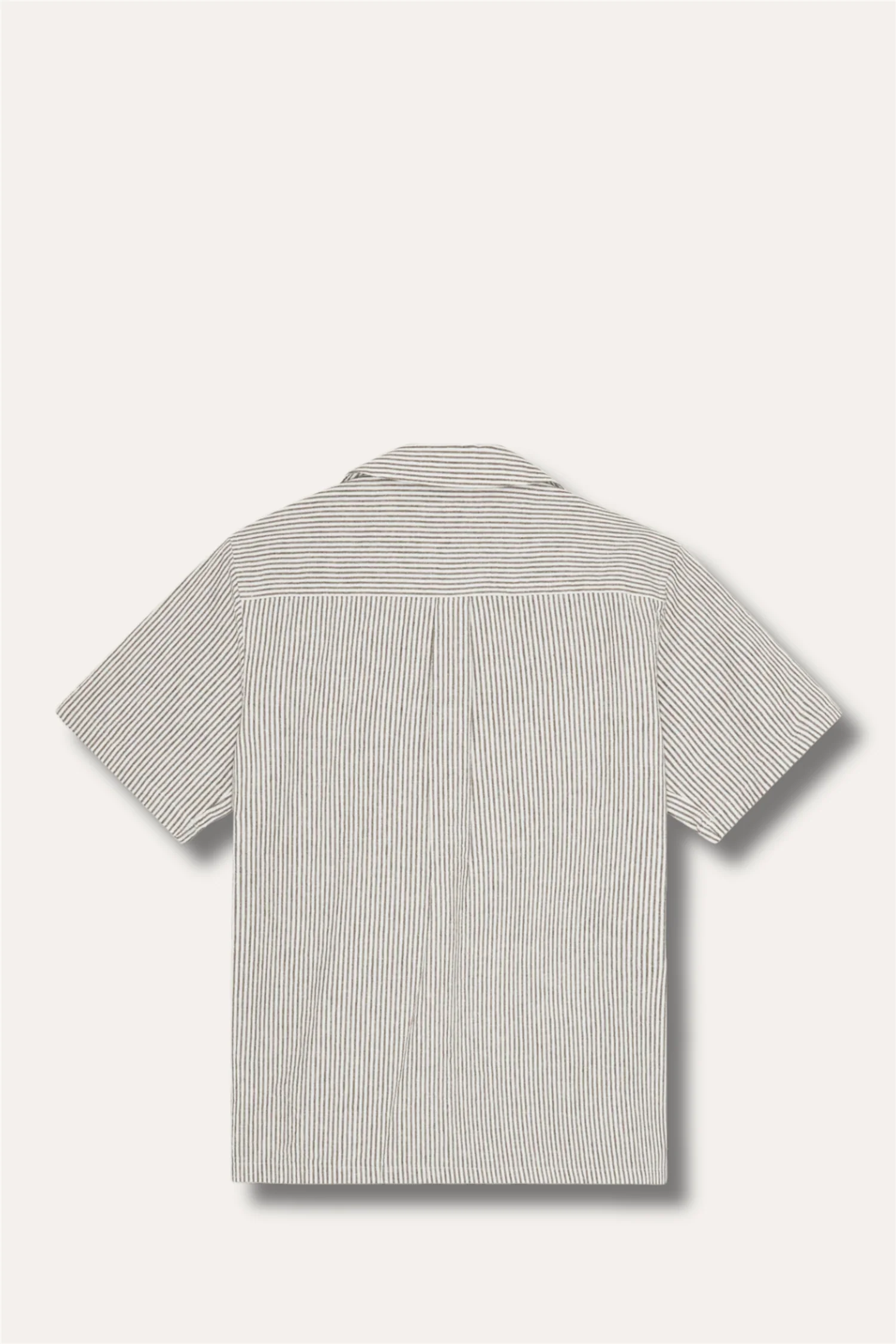 Lukas Stripe Cotton Linen SS Shirt Teak Brown - Image 2