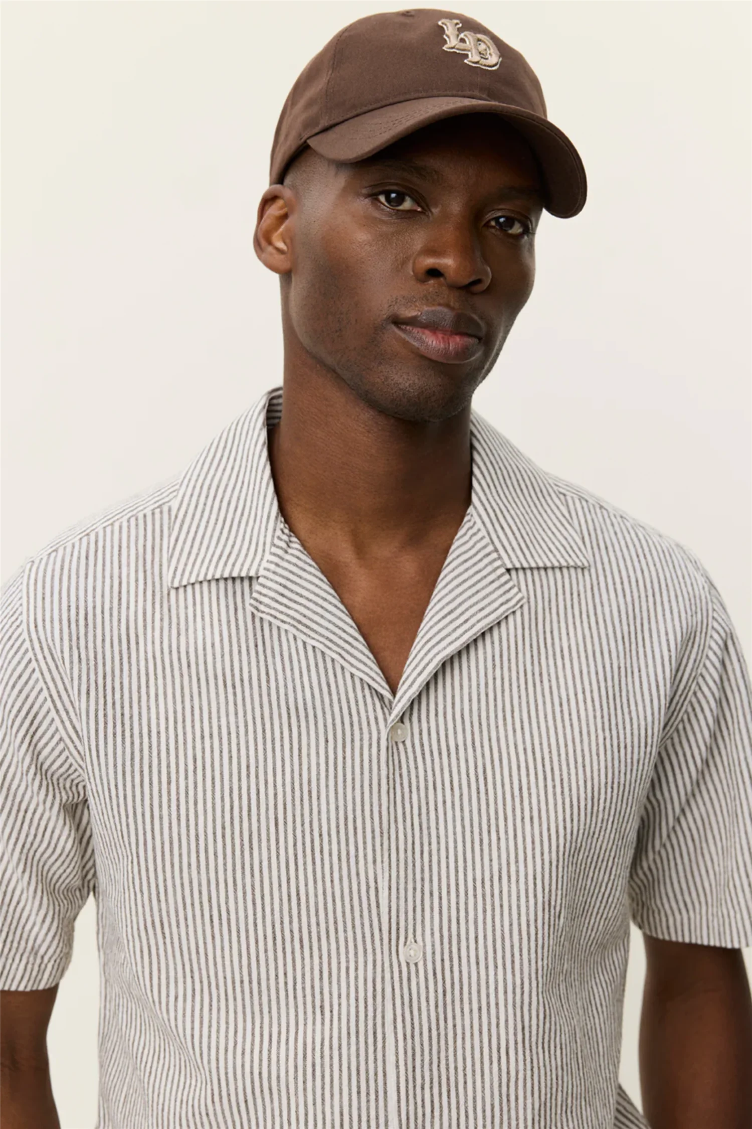 Lukas Stripe Cotton Linen SS Shirt Teak Brown - Image 4
