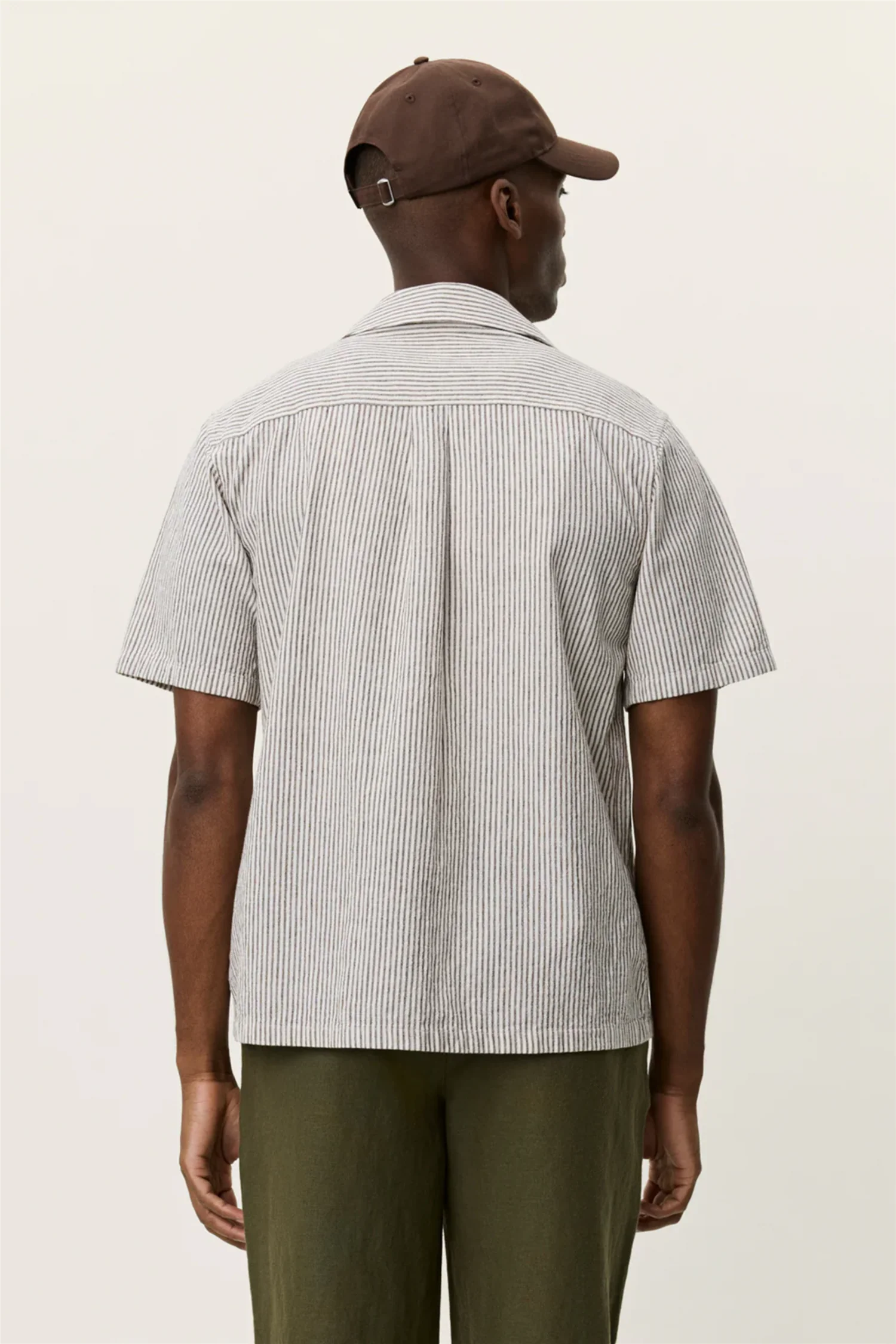 Lukas Stripe Cotton Linen SS Shirt Teak Brown - Image 6