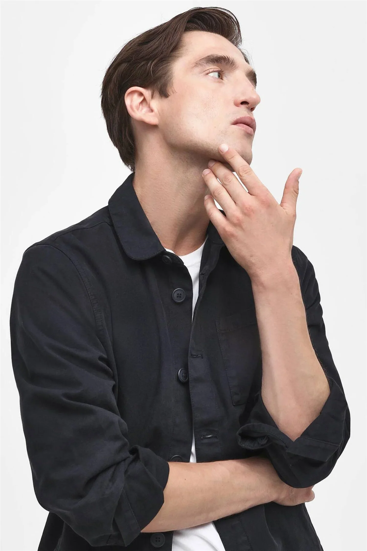 Washed Cotton Overshirt Navy - Image 6