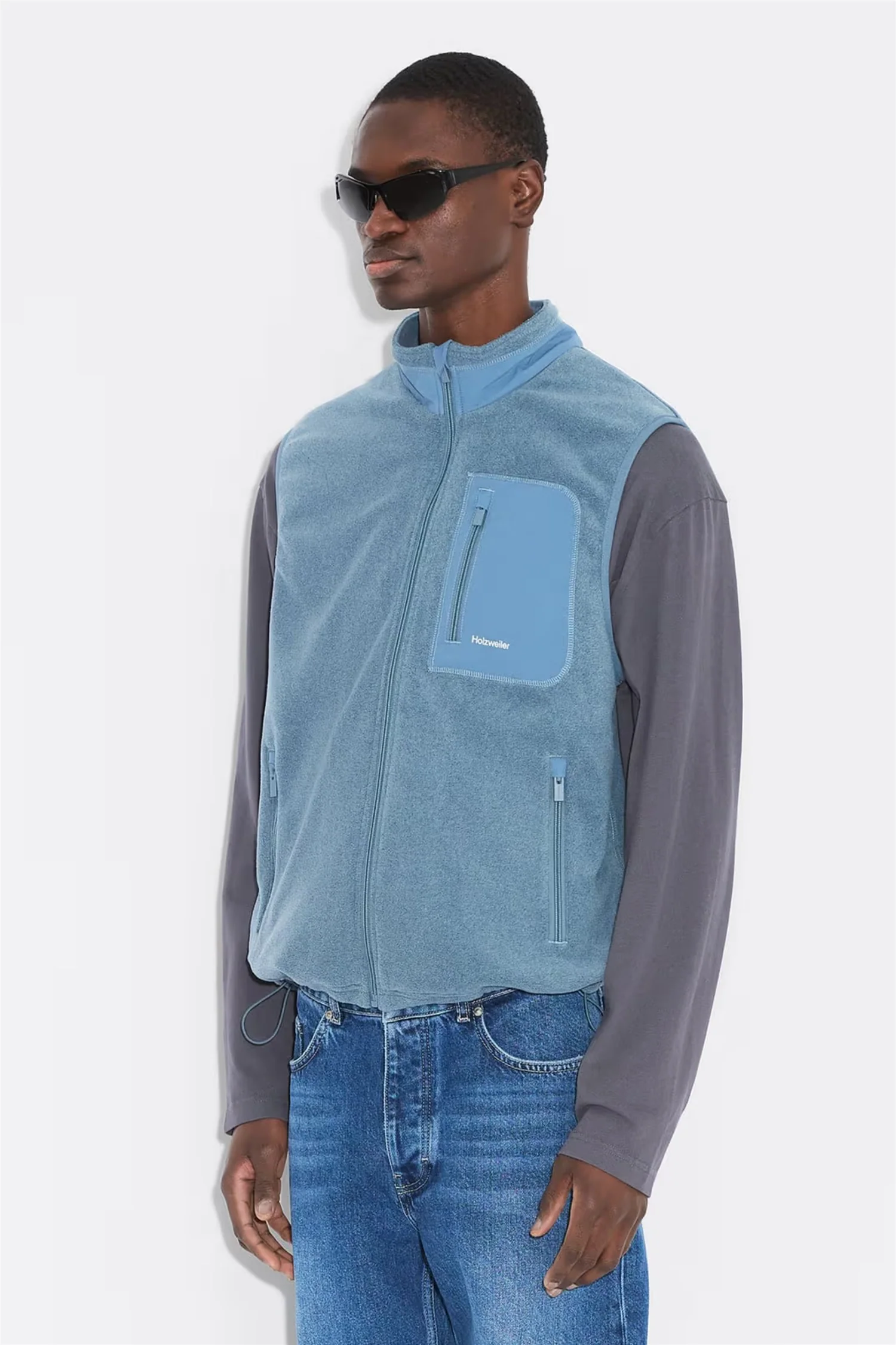 Regular Fleece Vest Dusty Blue - Image 2