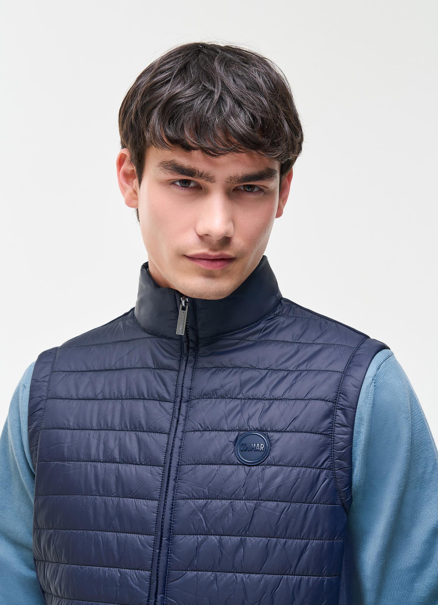 Vest With Knit Inserts Navy - Image 5
