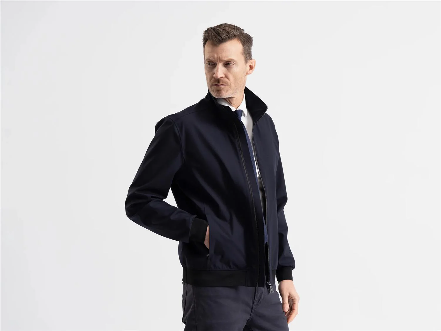 Bullet Jacket Savile Dark Navy Wool - Image 3