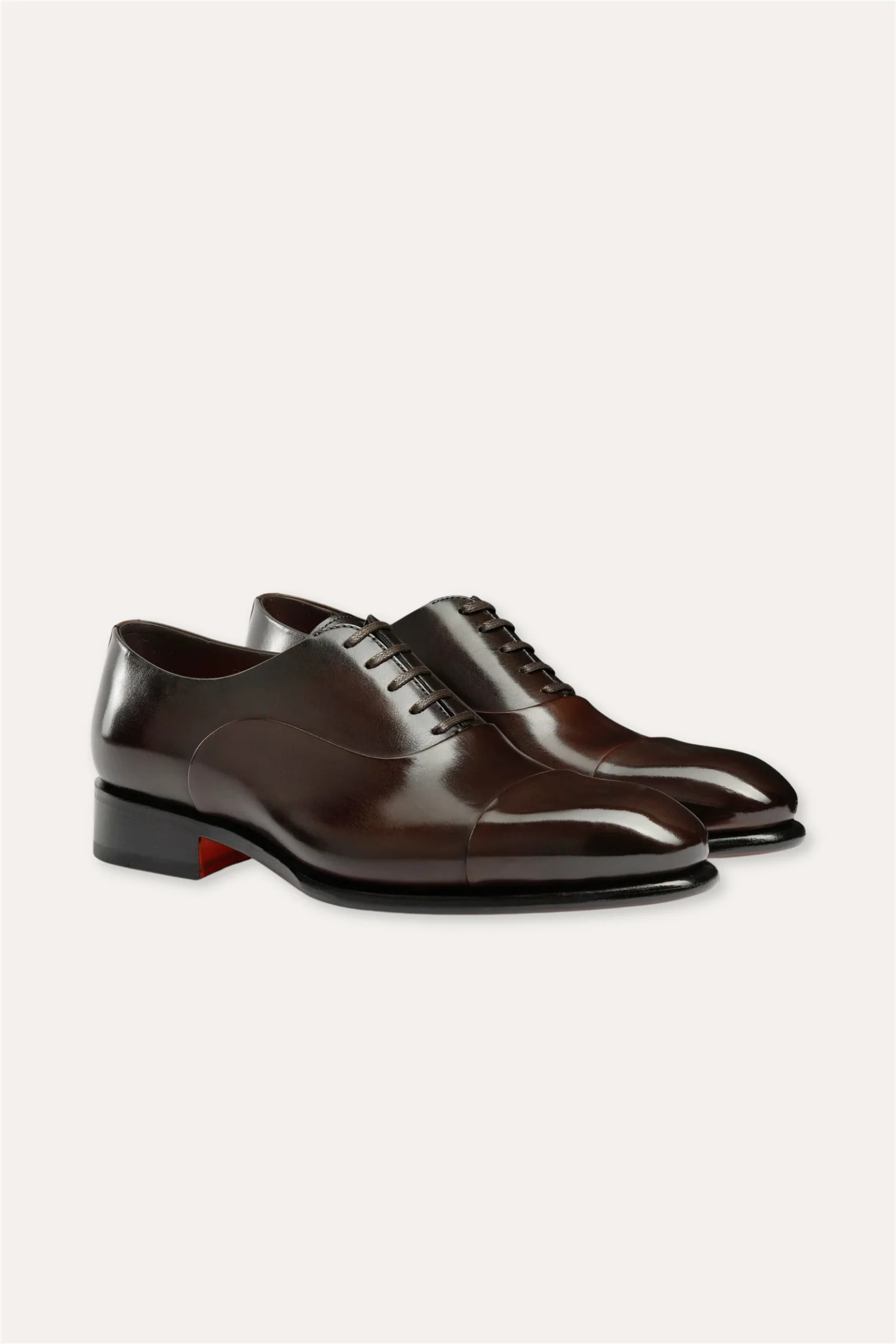 Isaac Polished Leather Oxford Shoe Dark Brown - Image 2