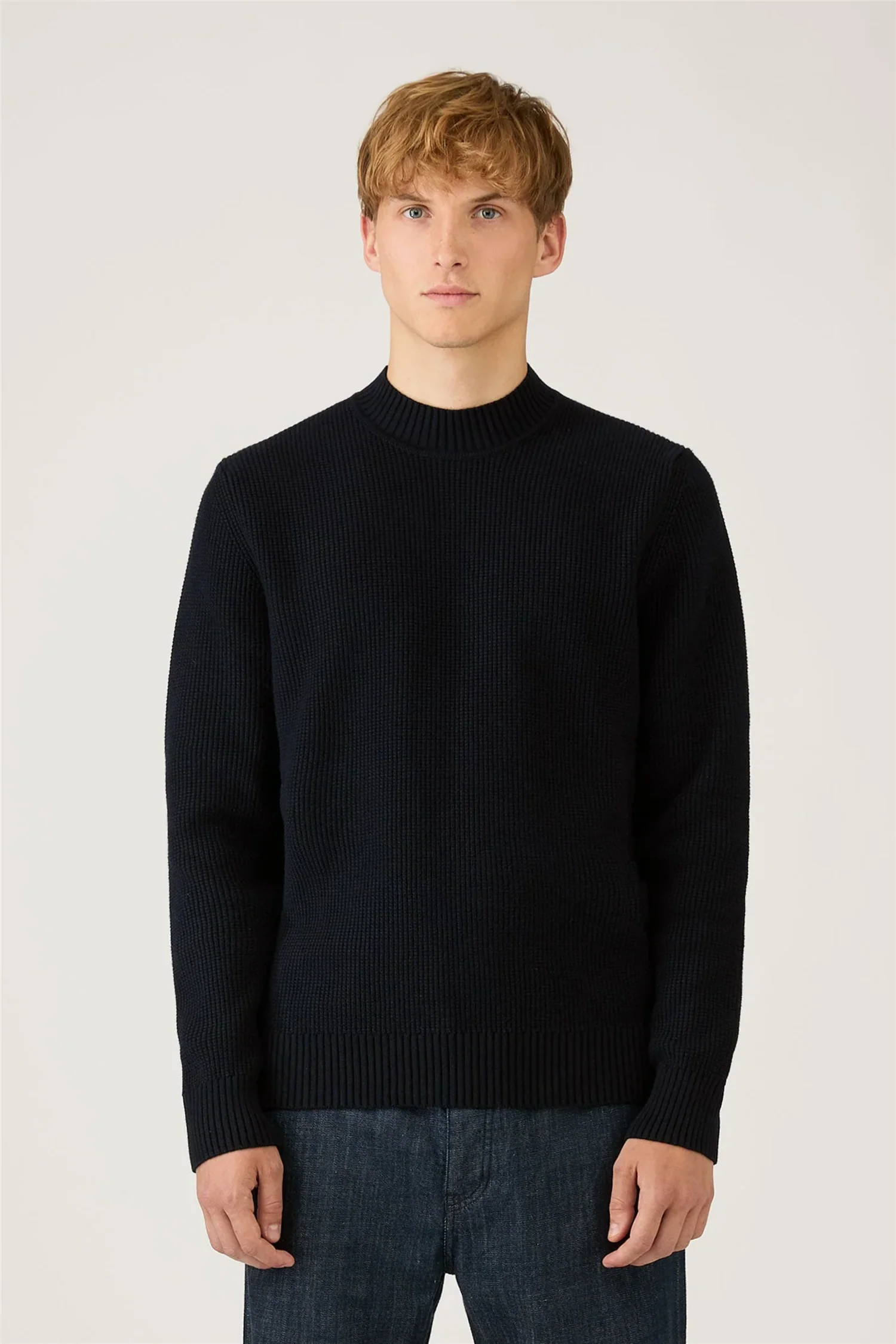 Cotton Crew Neck Jumper Navy - Image 2