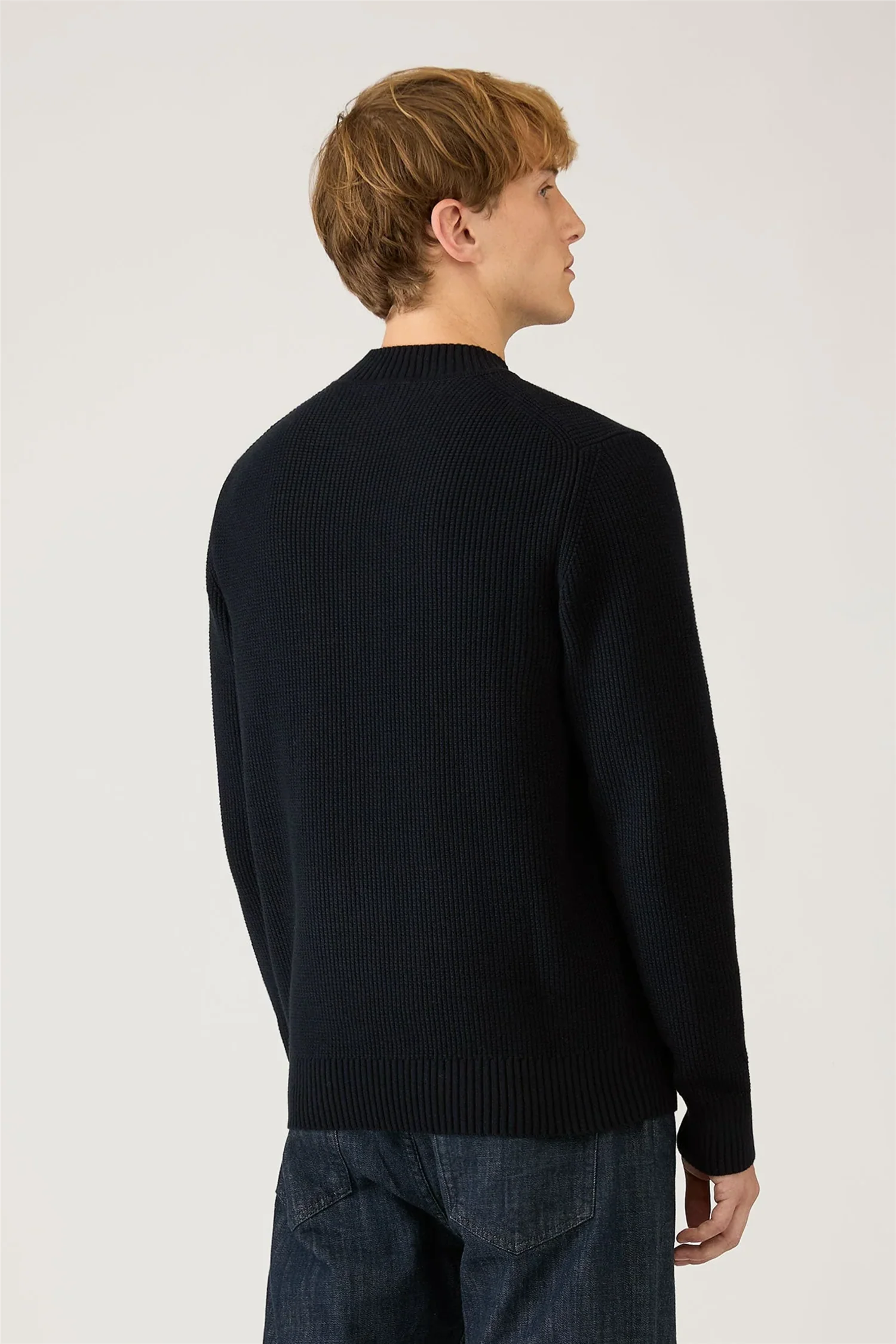 Cotton Crew Neck Jumper Navy - Image 5