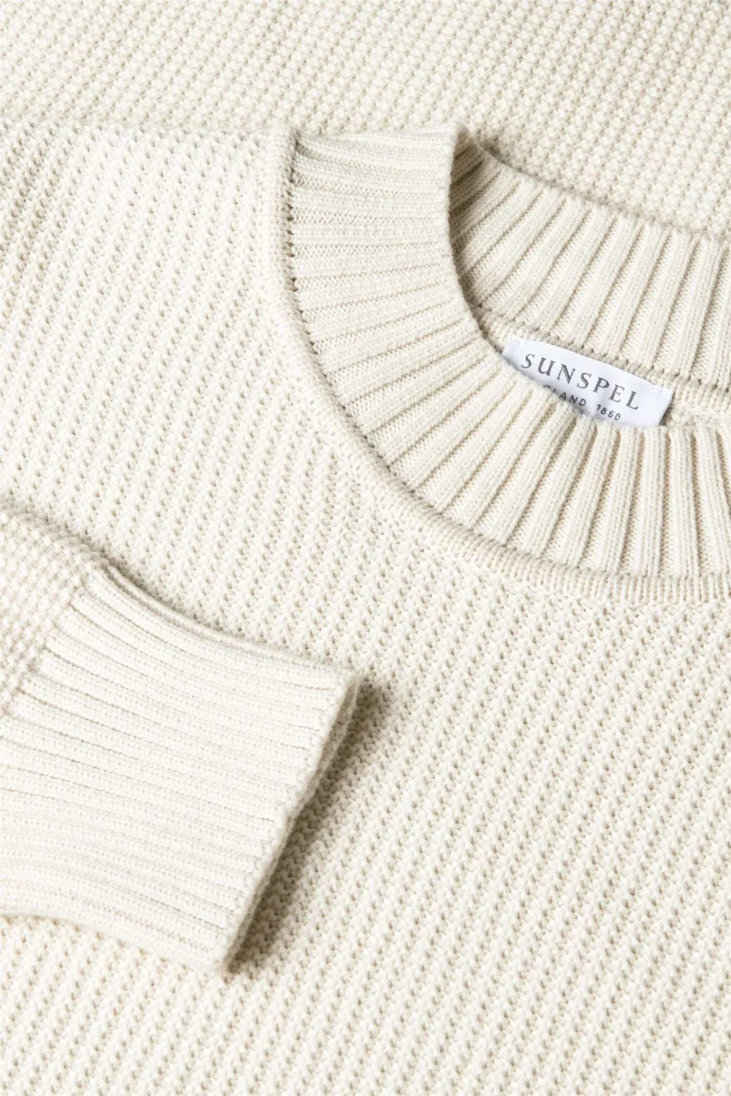 Cotton Crew Neck Jumper Ecru - Image 4