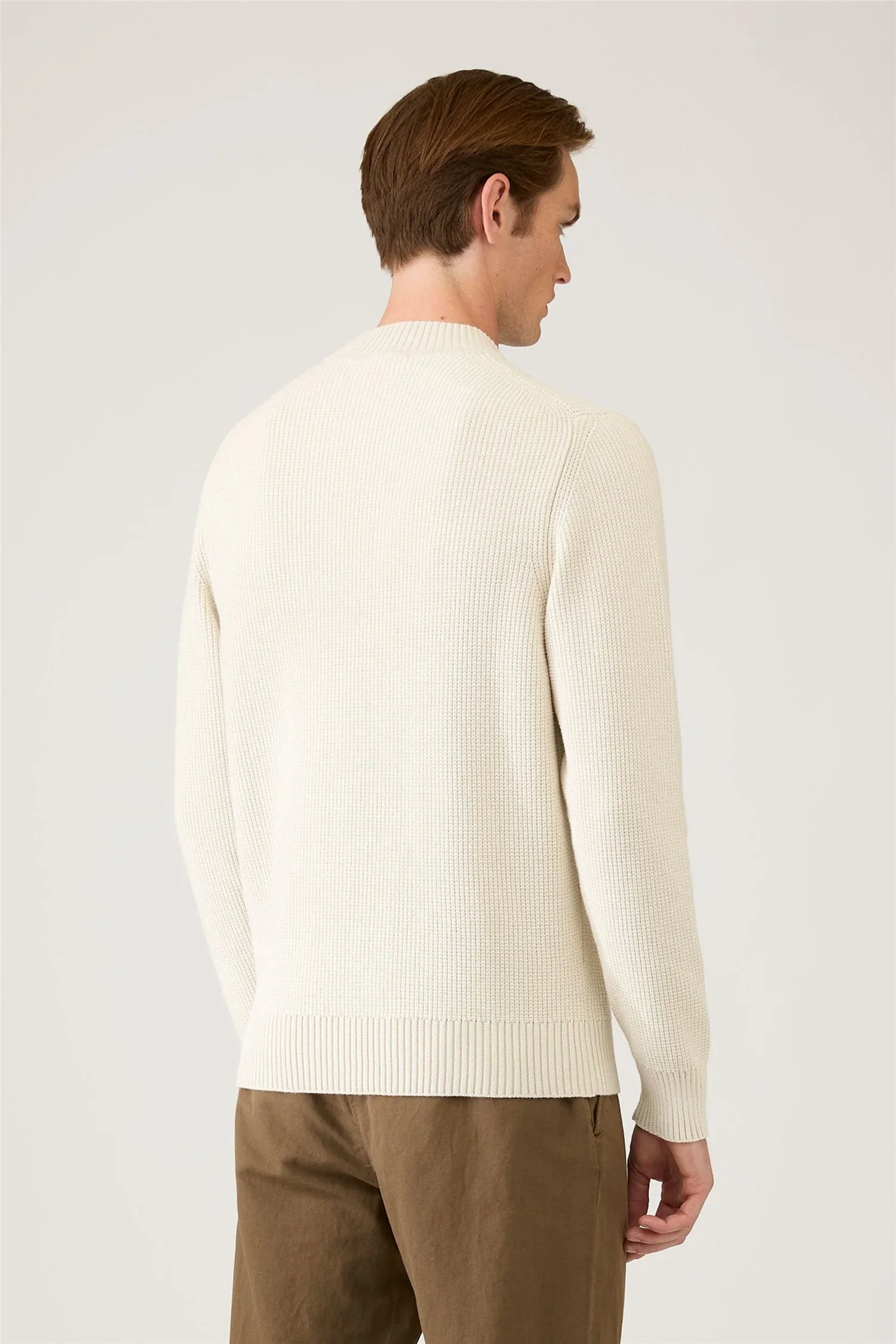 Cotton Crew Neck Jumper Ecru - Image 5