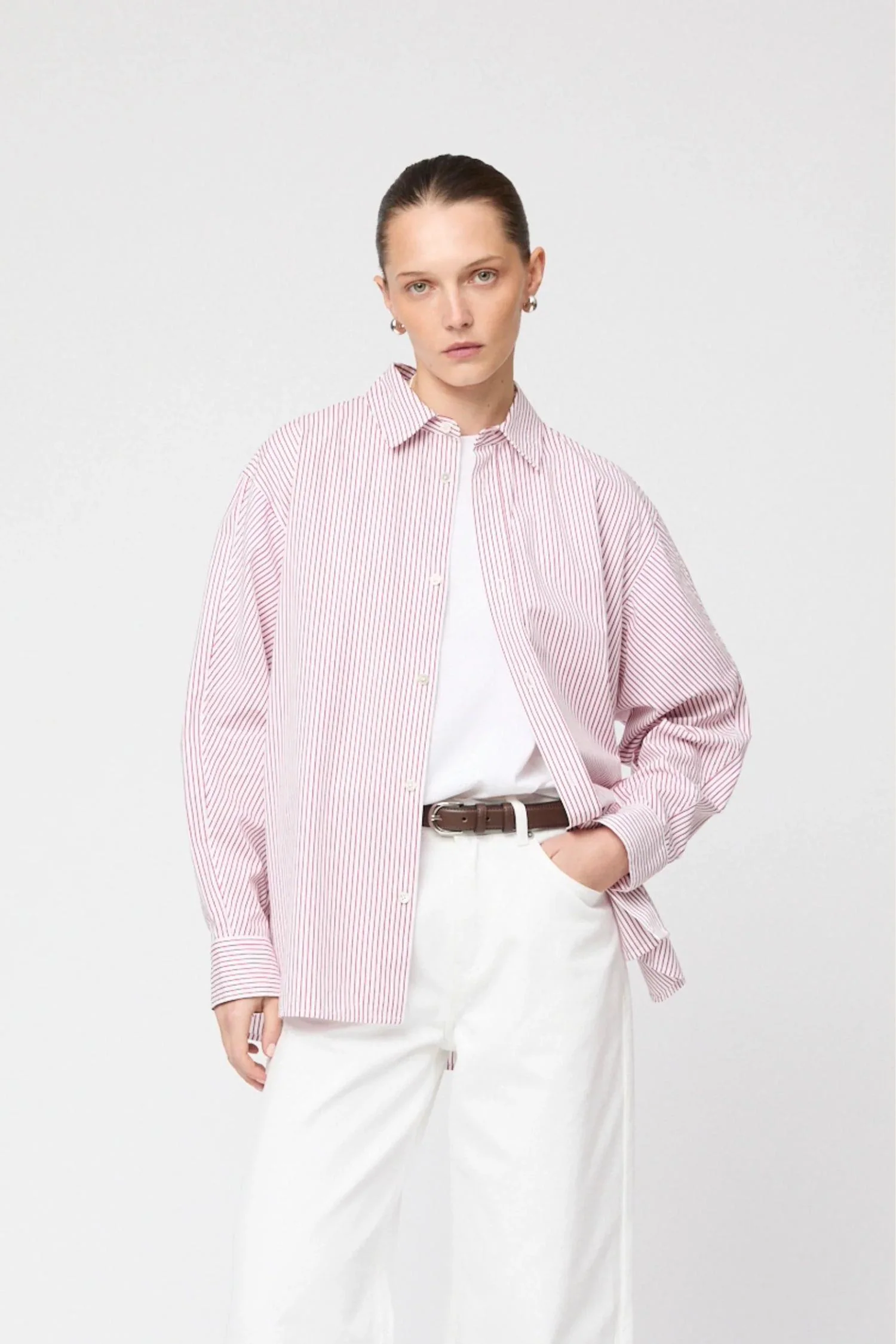 Coastal Shirt- White Red Pinstripe - Image 2