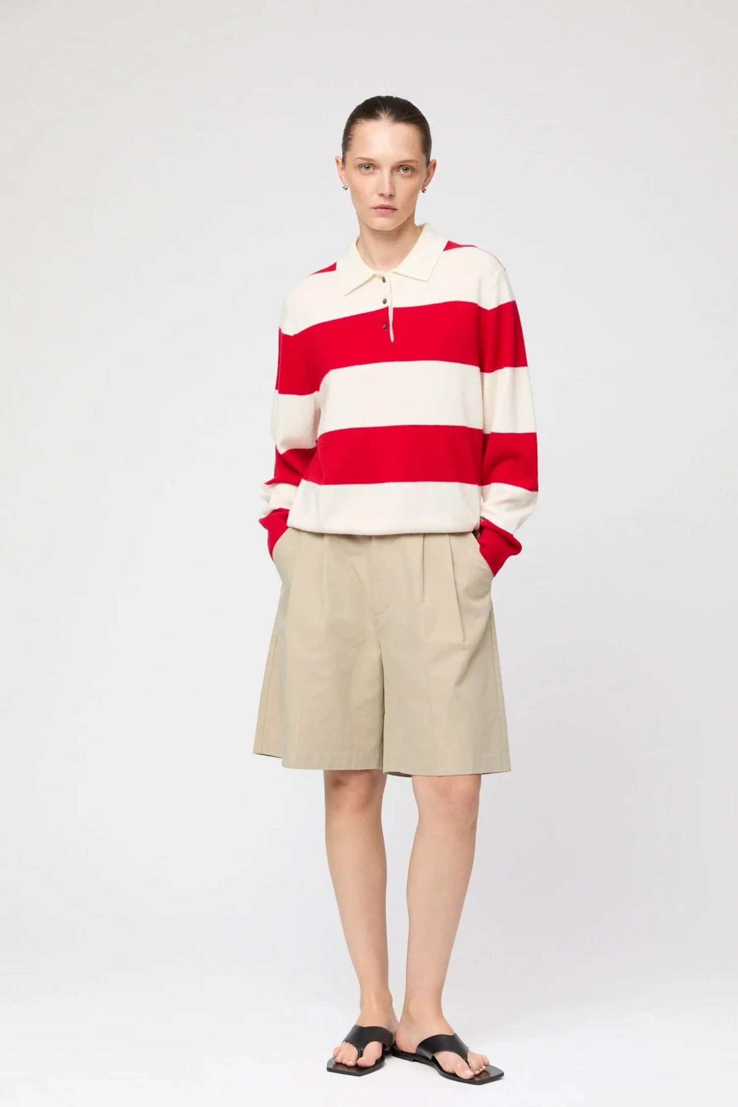 Estate Pique Sweater- Red Macademia Stripe - Image 2