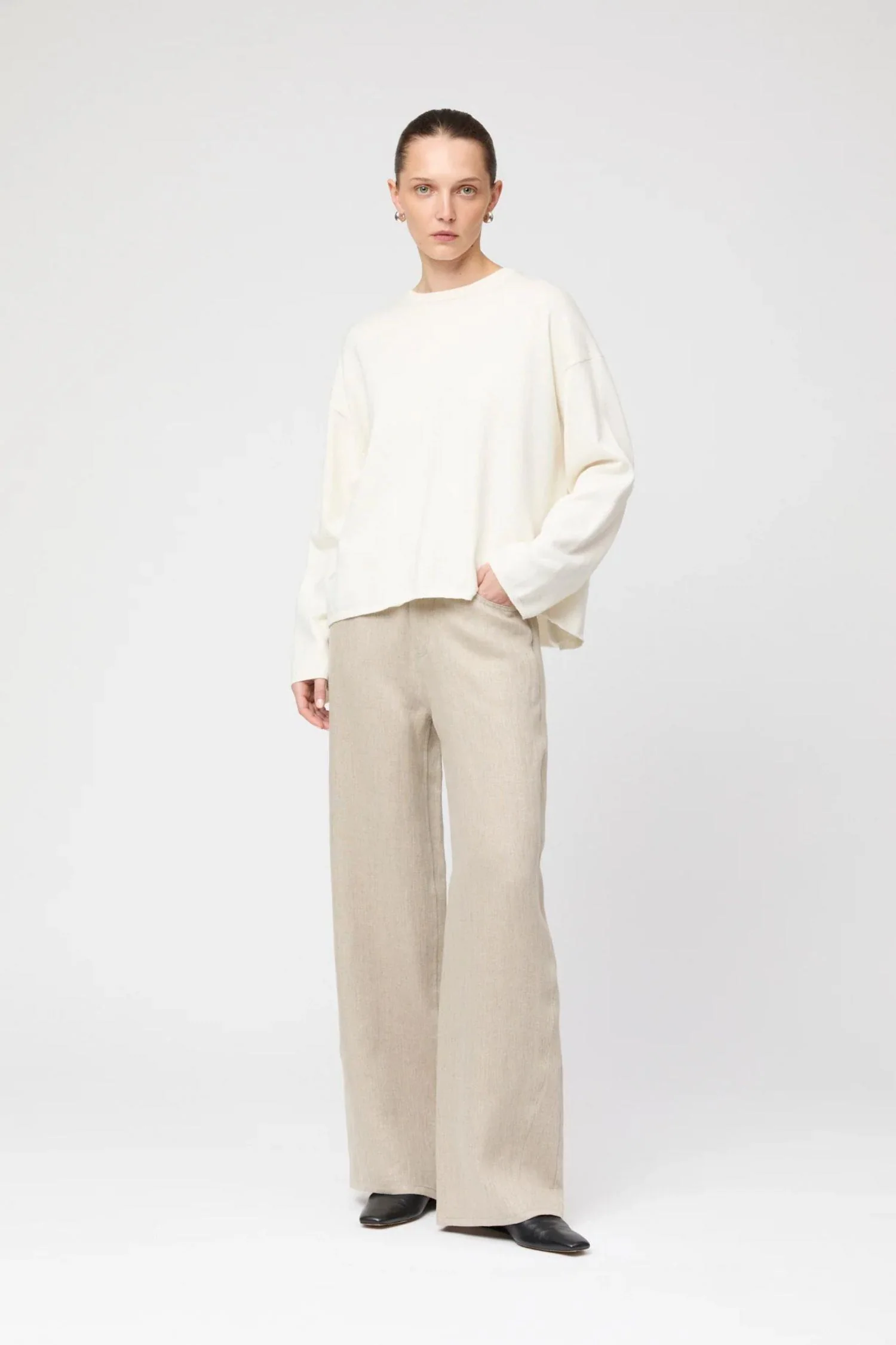 Toulon Cotton Cashmere Sweater- Starch - Image 3