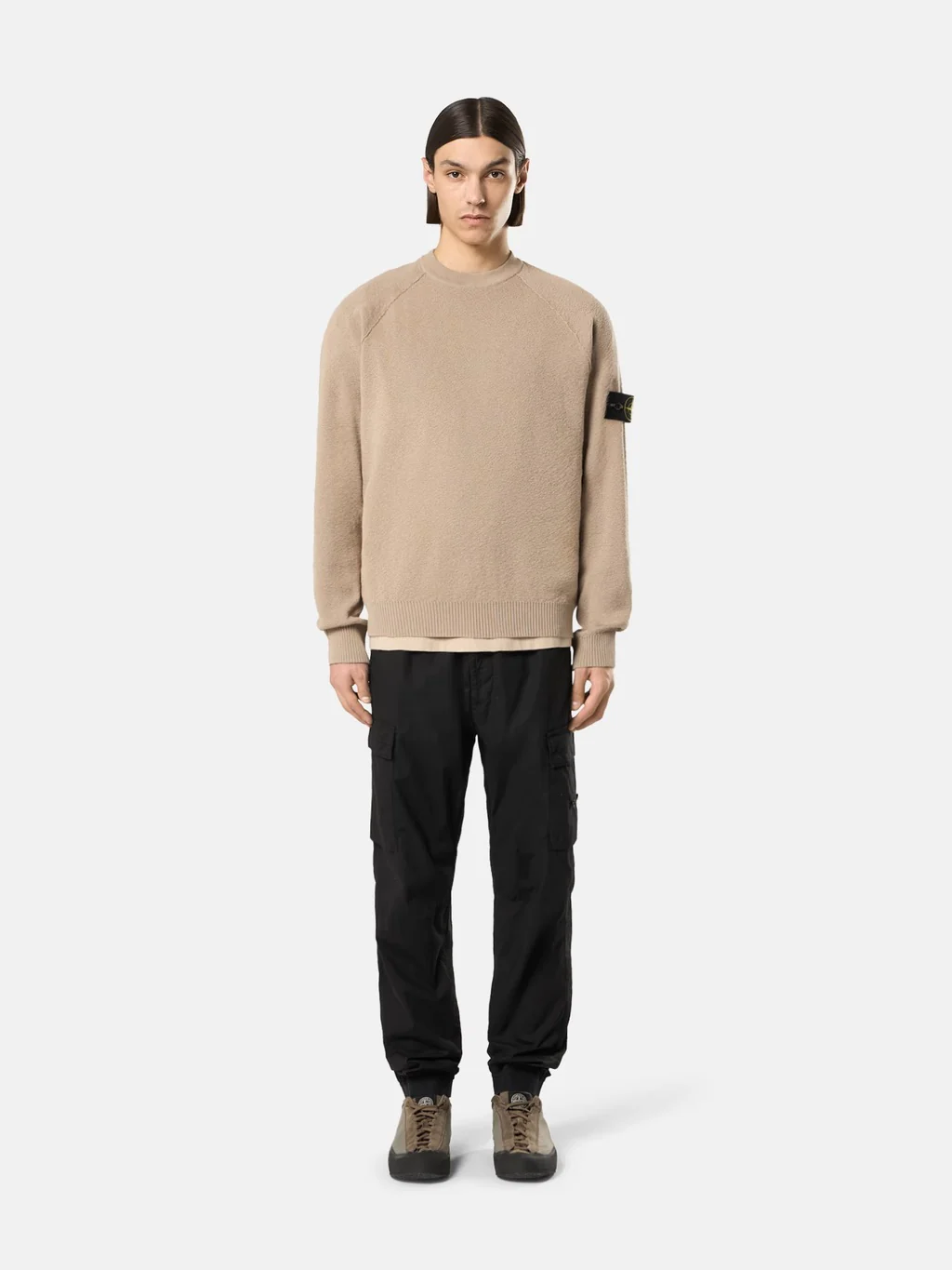 Loose-Fit Crewneck Jumper With Raglan Sleeves Desert - Image 2