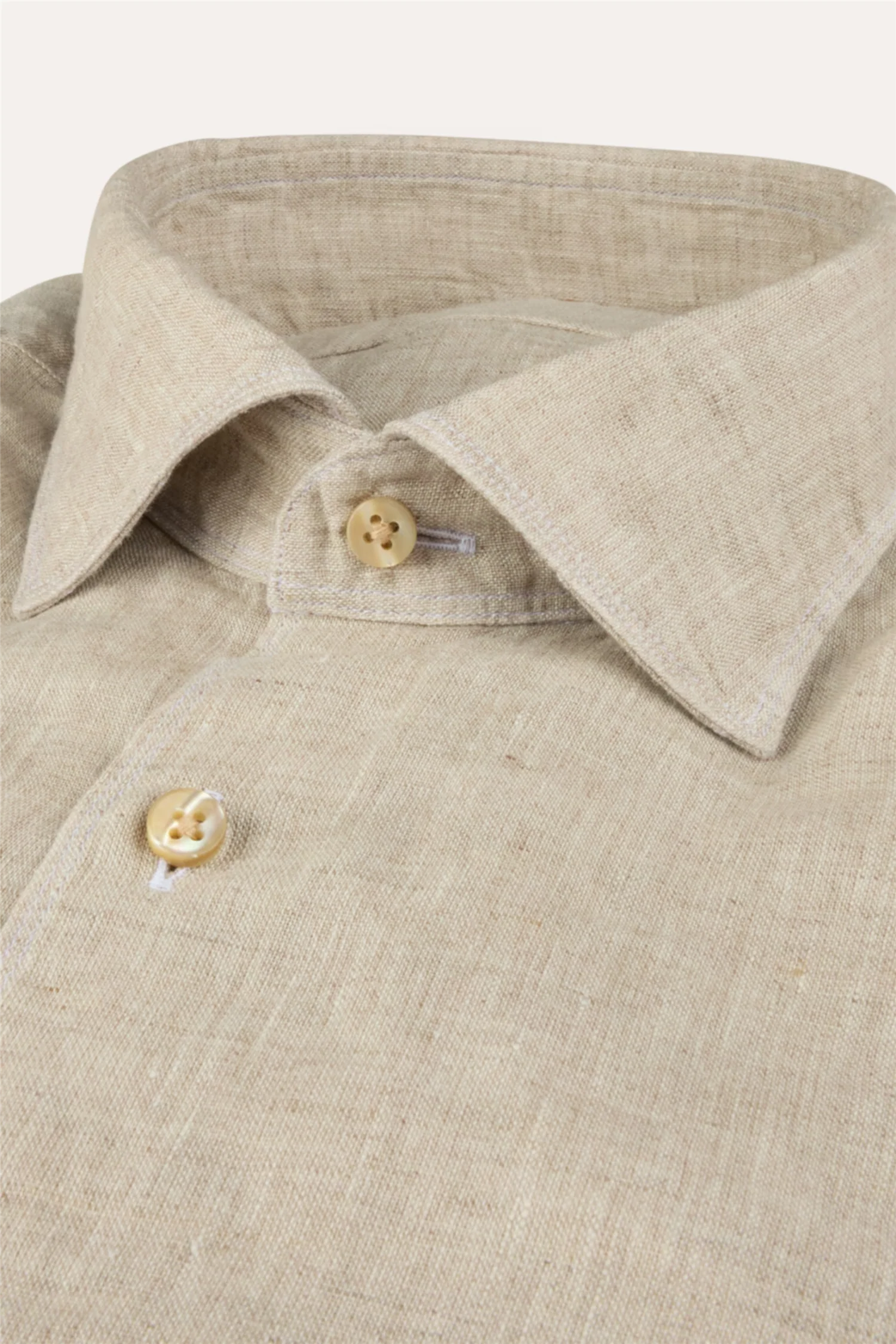 Slimline Linen Shirt Light Beige - Image 2