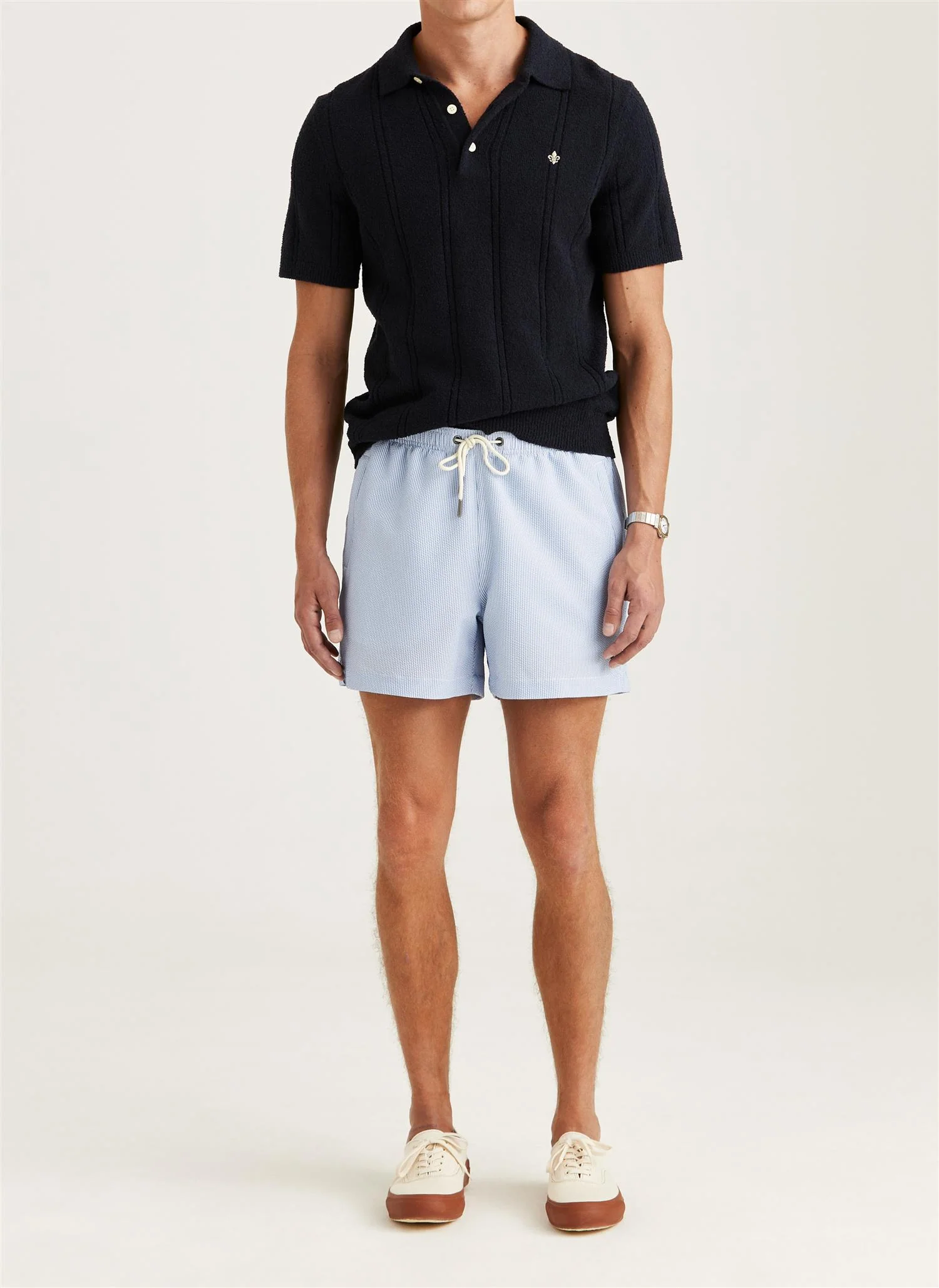 Morris Seersucker Bathing Trunks Lt Blue - Image 2