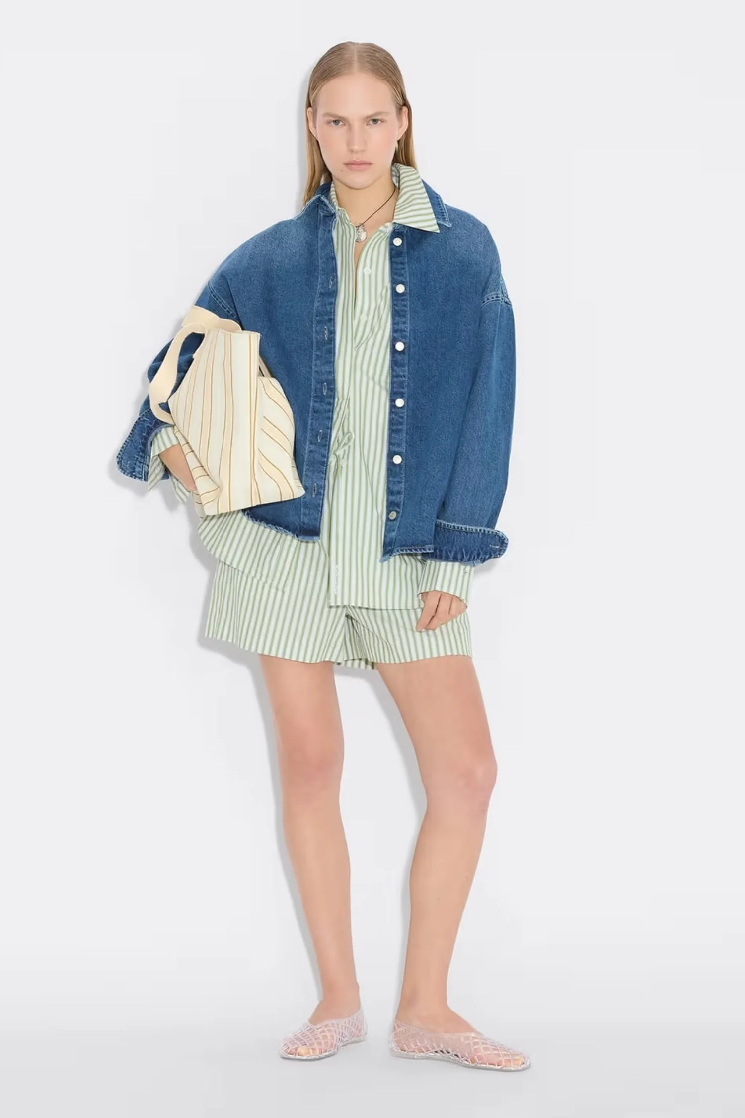 Loose stripe Shirt - Green - Image 4