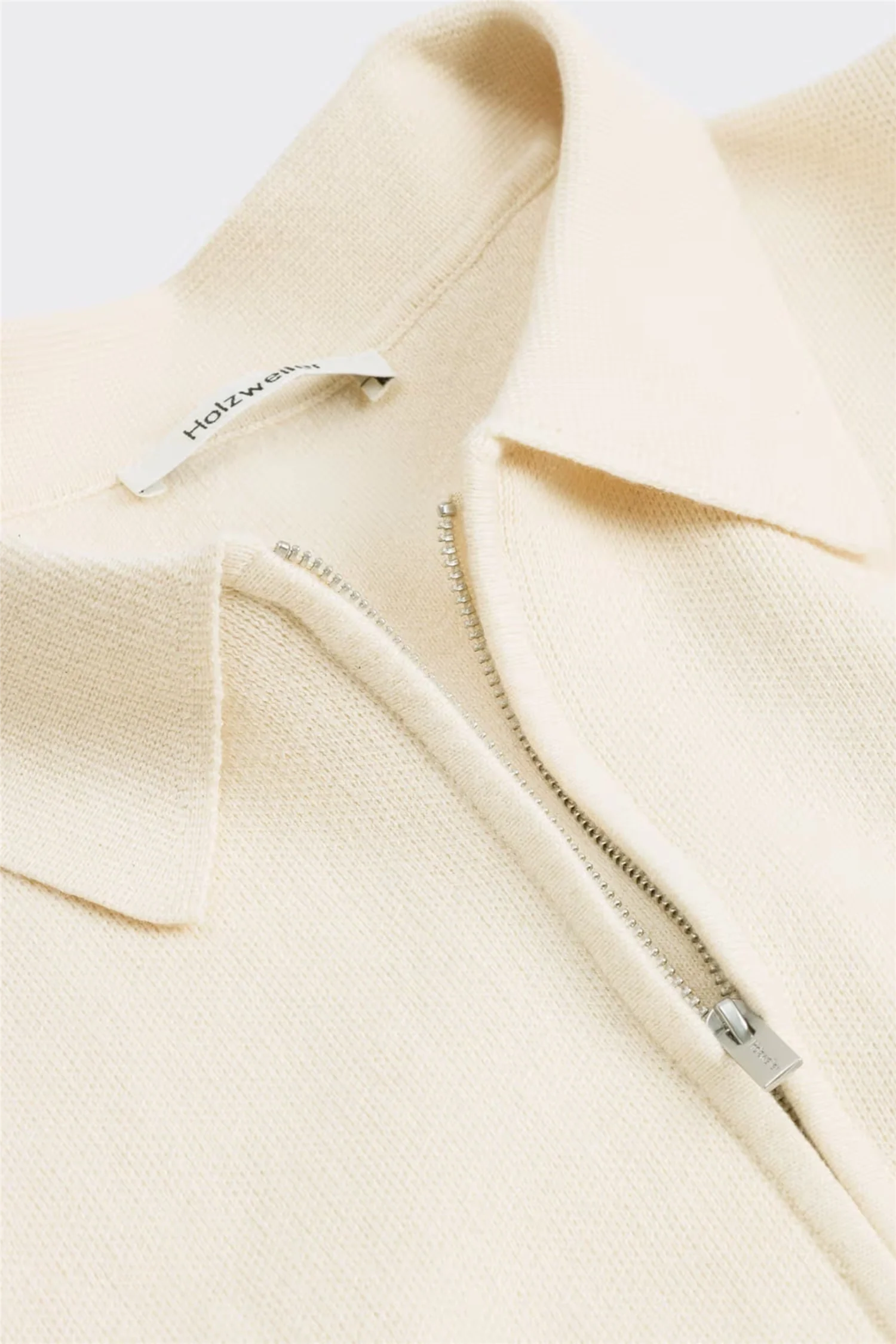 Summer Zip-Up Polo Knit Ecru - Image 5