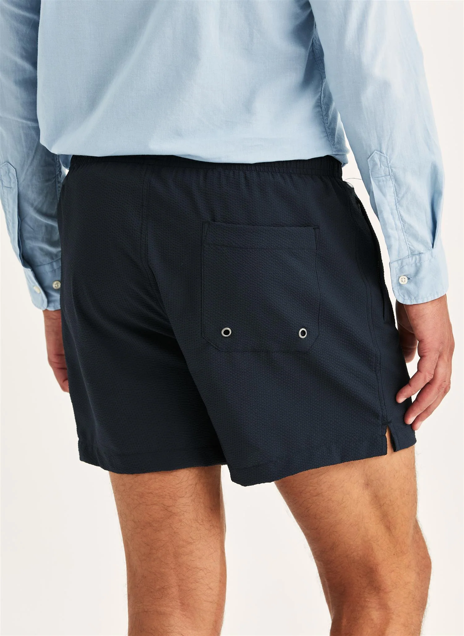 Seersucker Bathing Trunks Old Blue - Image 4