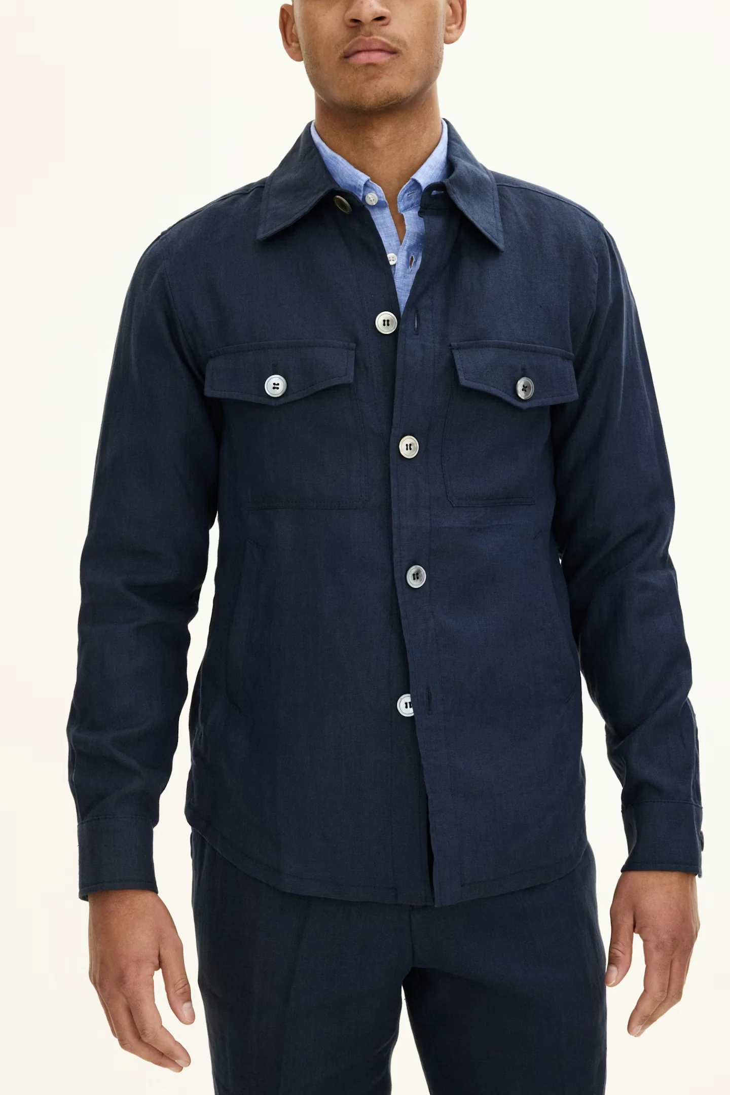 Maverick Linen Jacket Navy - Image 2