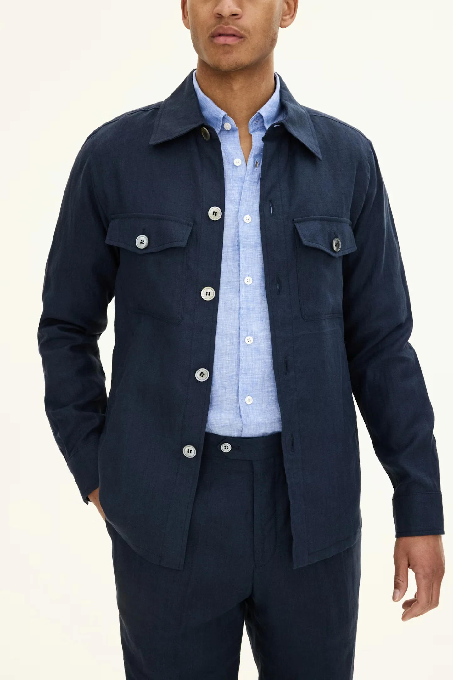 Maverick Linen Jacket Navy - Image 3