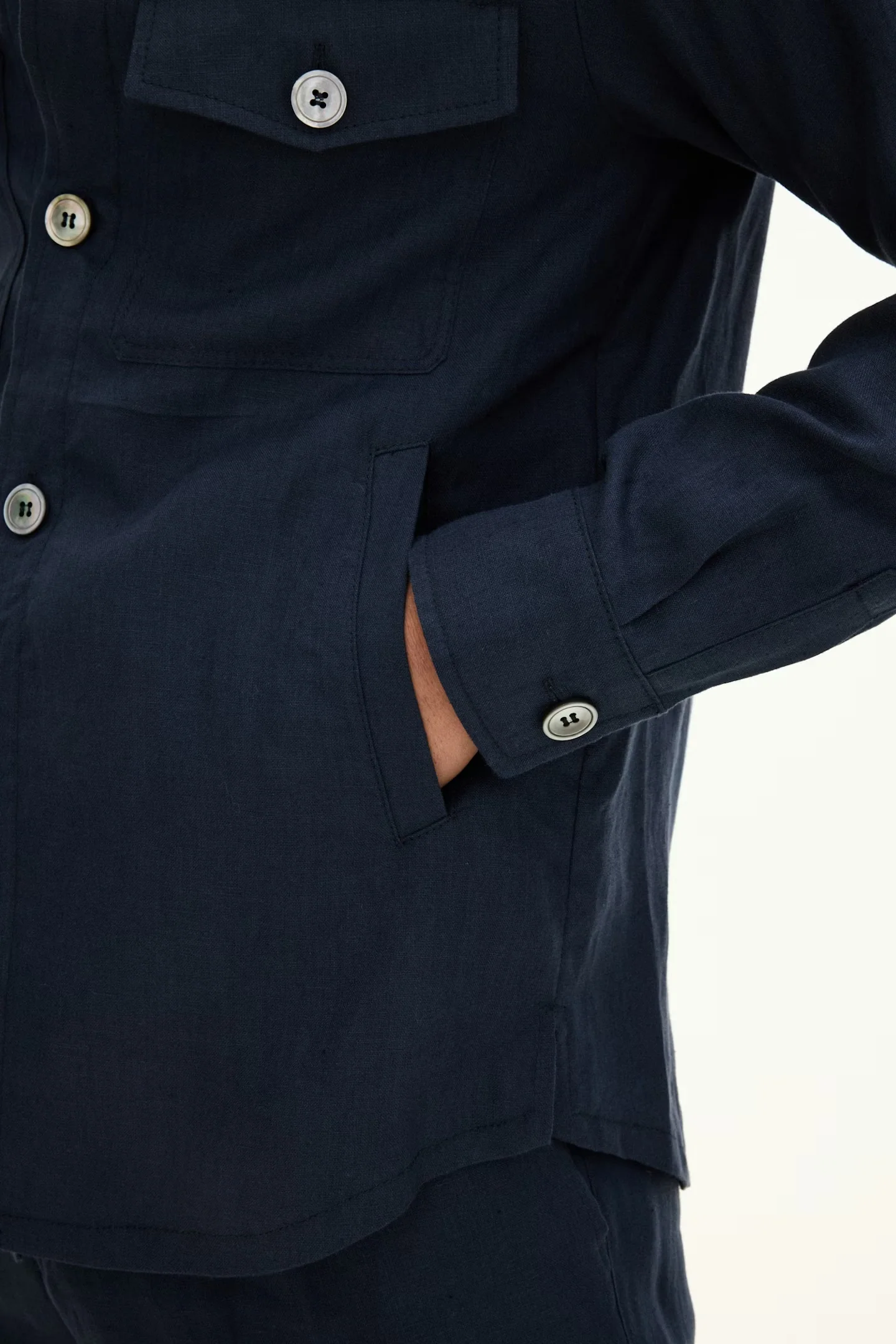 Maverick Linen Jacket Navy - Image 6