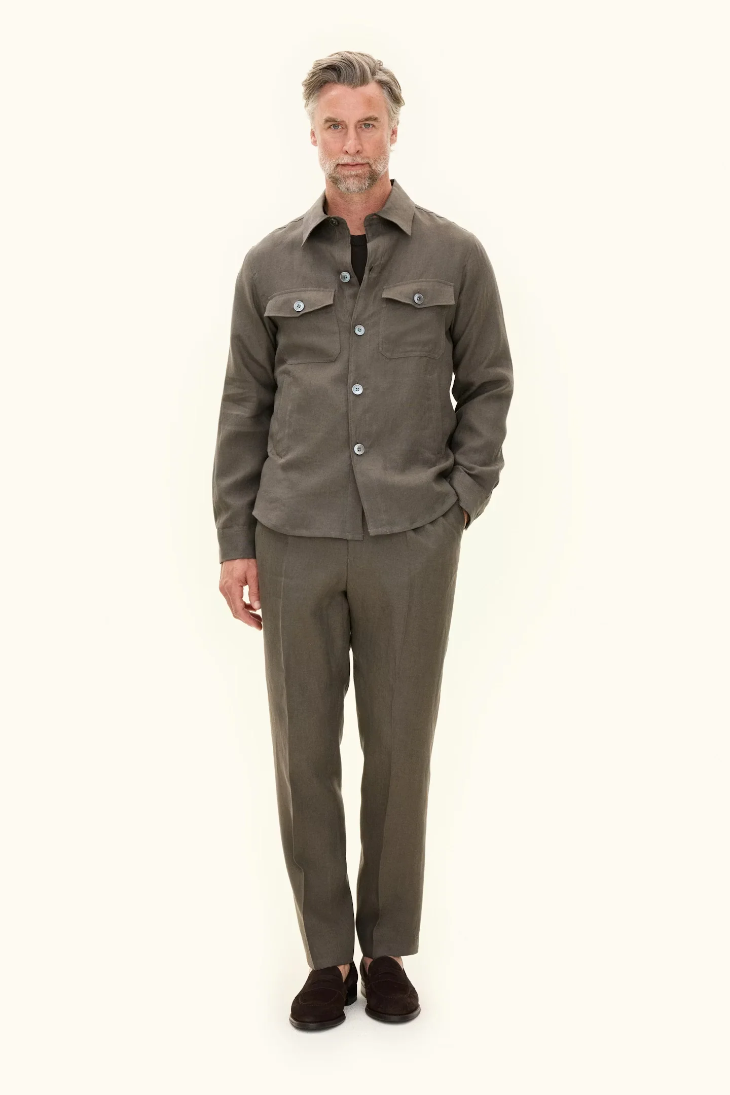 Maverick Linen Jacket Army Green - Image 2