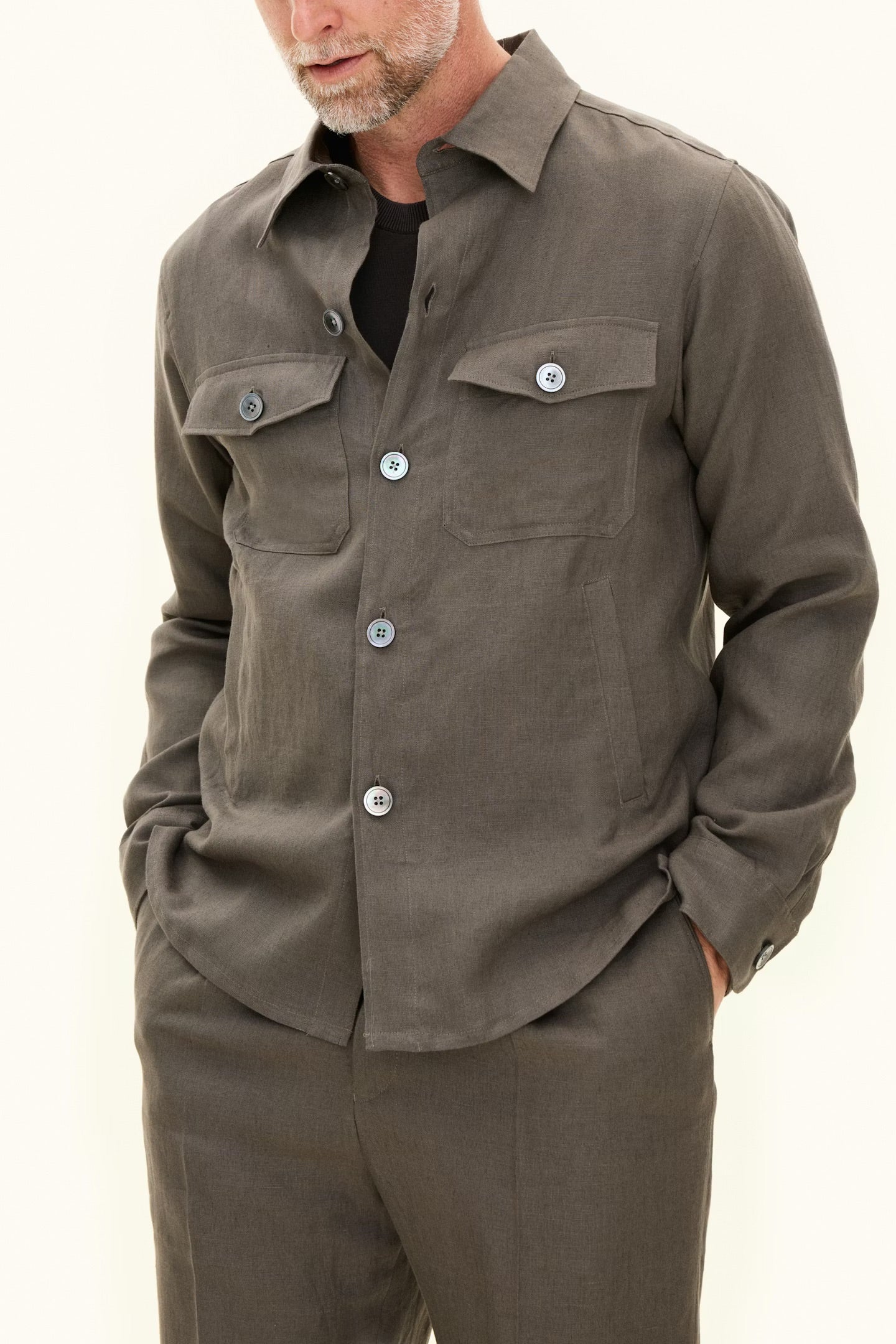 Maverick Linen Jacket Army Green - Image 4