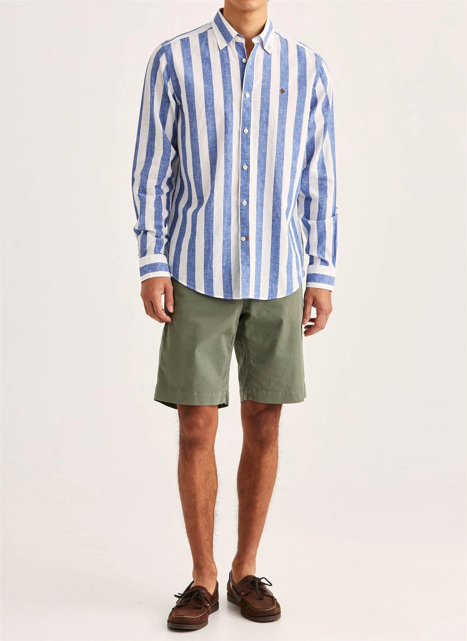 Douglas Classic Fit Linen Shirt Mix Stripe Blue - Image 3